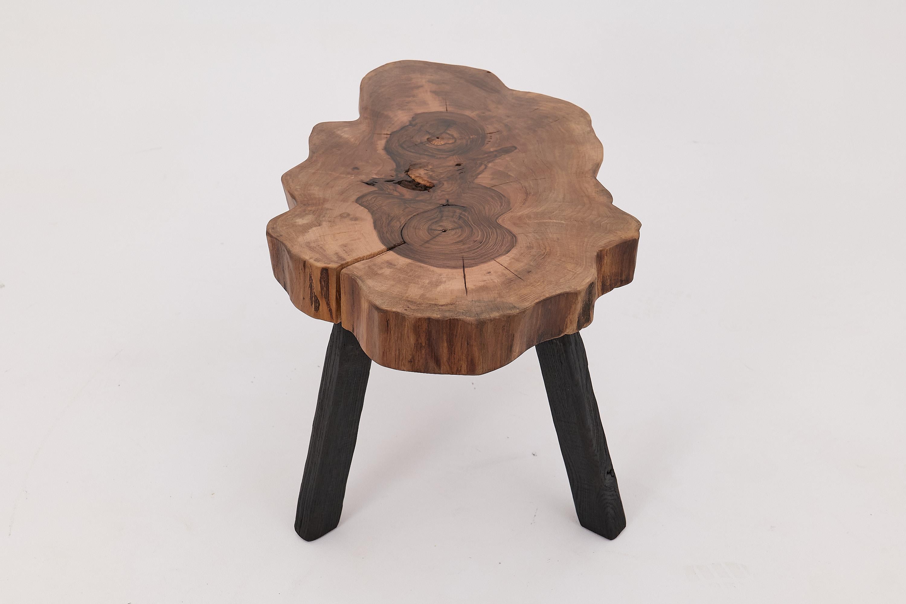 Logniture, Table basse rustique sculpturale, Noyer & Oak Oak noir brûlé, Unique en vente 1