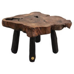 Logniture, Rustic Sculptural Coffee Table, Walnut & Burnt Black Oak, Unique
