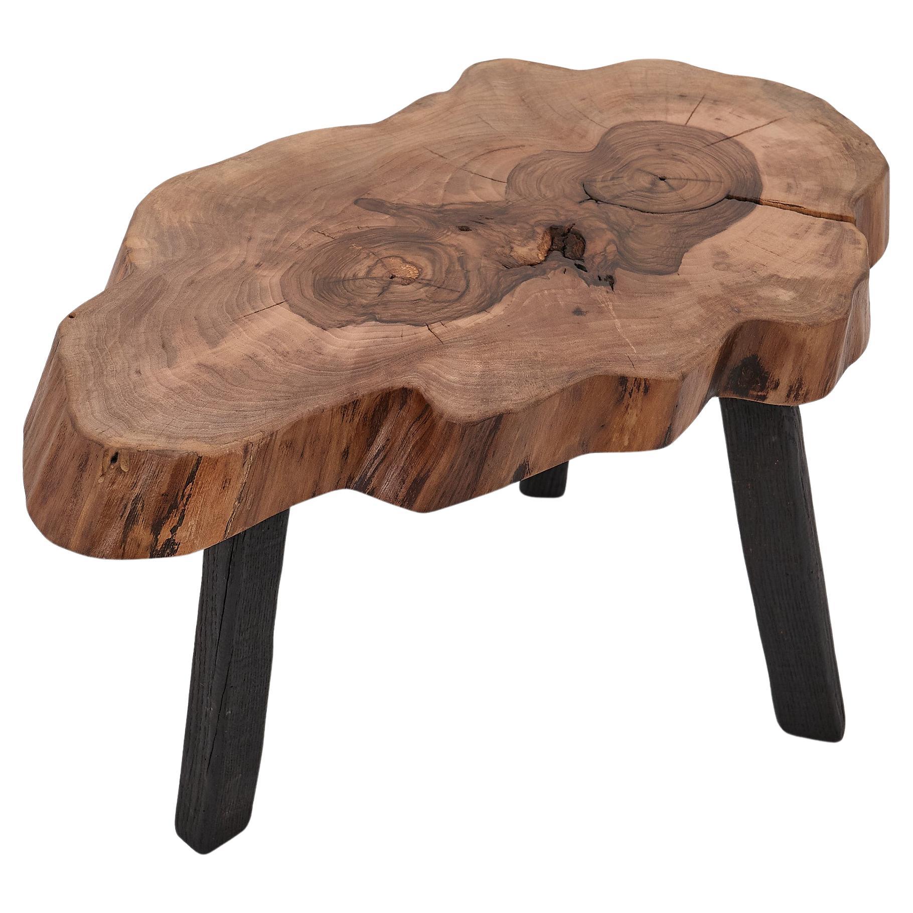 Logniture, Table basse rustique sculpturale, Noyer & Oak Oak noir brûlé, Unique en vente