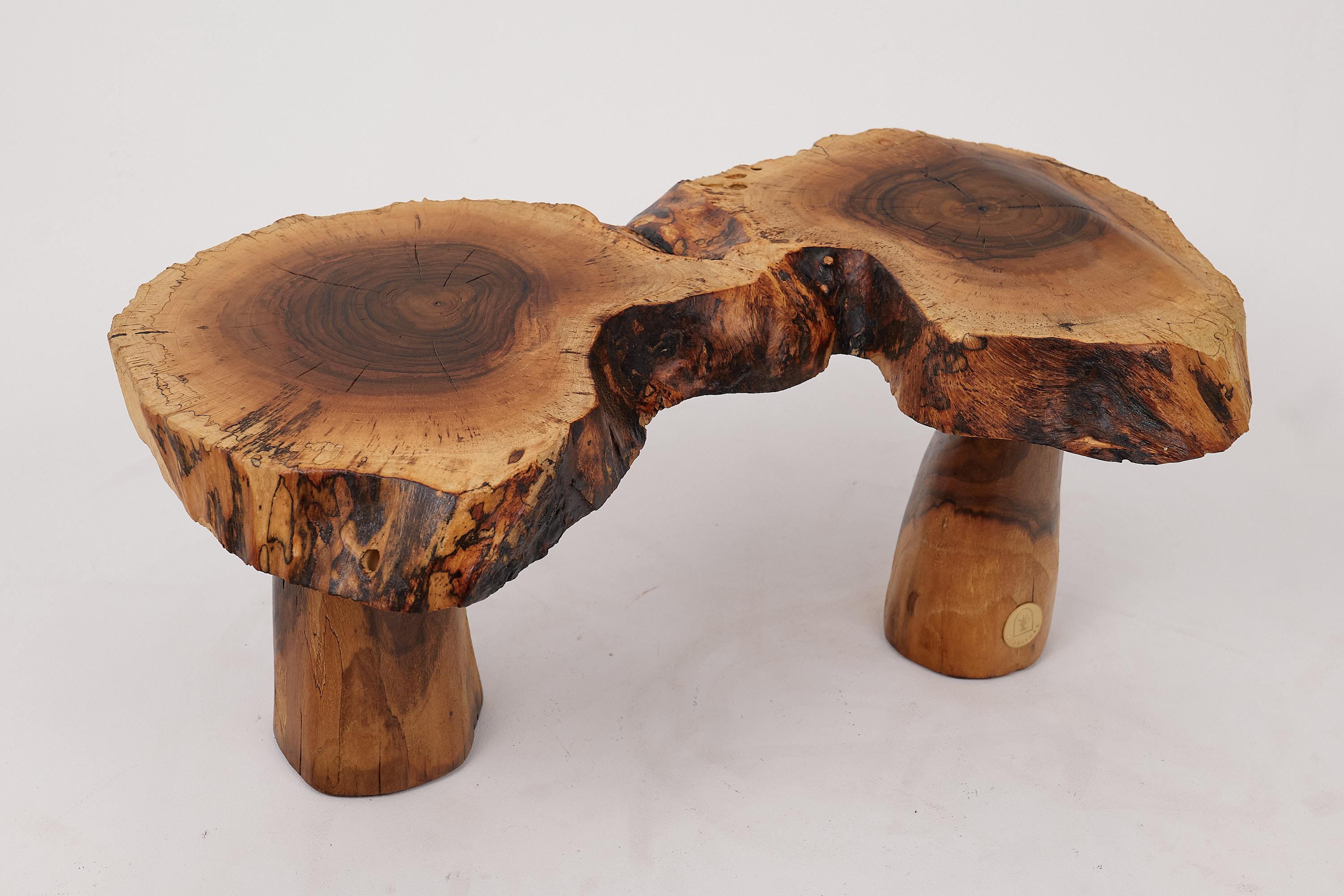 Unique chainsaw carved wooden side table. Crafted from walnut wood and protected with the highest quality oils, ensuring durability for generations. Natural, eco-friendly and easy to maintain. Such unique handmade design will highlight your interior