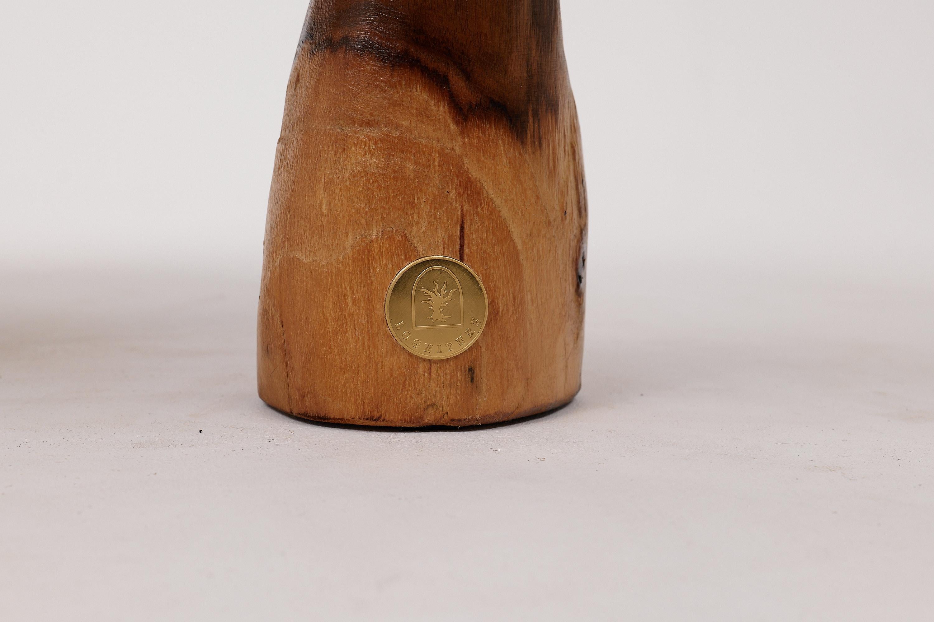 Logniture, Sculptural Carved  Side Table From Walnut Wood, Log Furniture, Unique For Sale 1