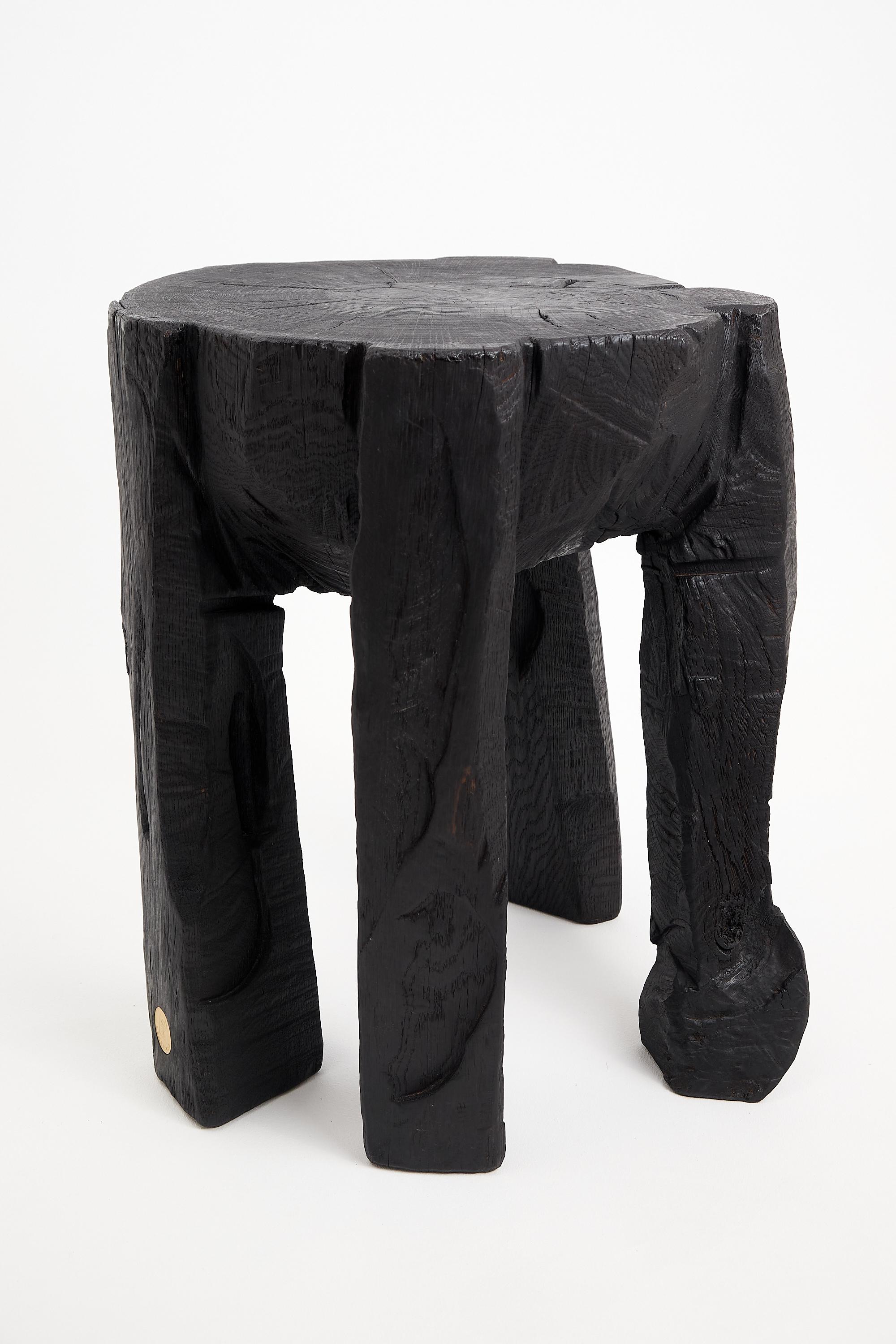 Logniture, legno massiccio bruciato, Oak, tavolino, tavolino, intagliato con la motosega in vendita 5