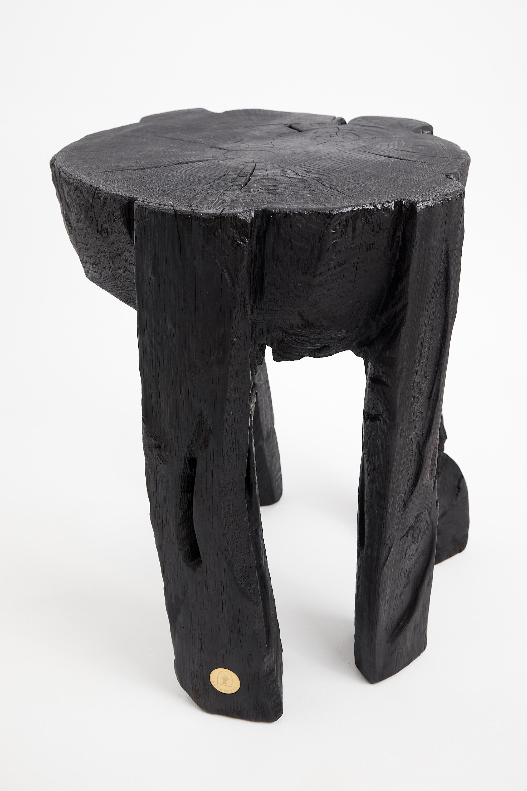 Logniture, legno massiccio bruciato, Oak, tavolino, tavolino, intagliato con la motosega in vendita 6