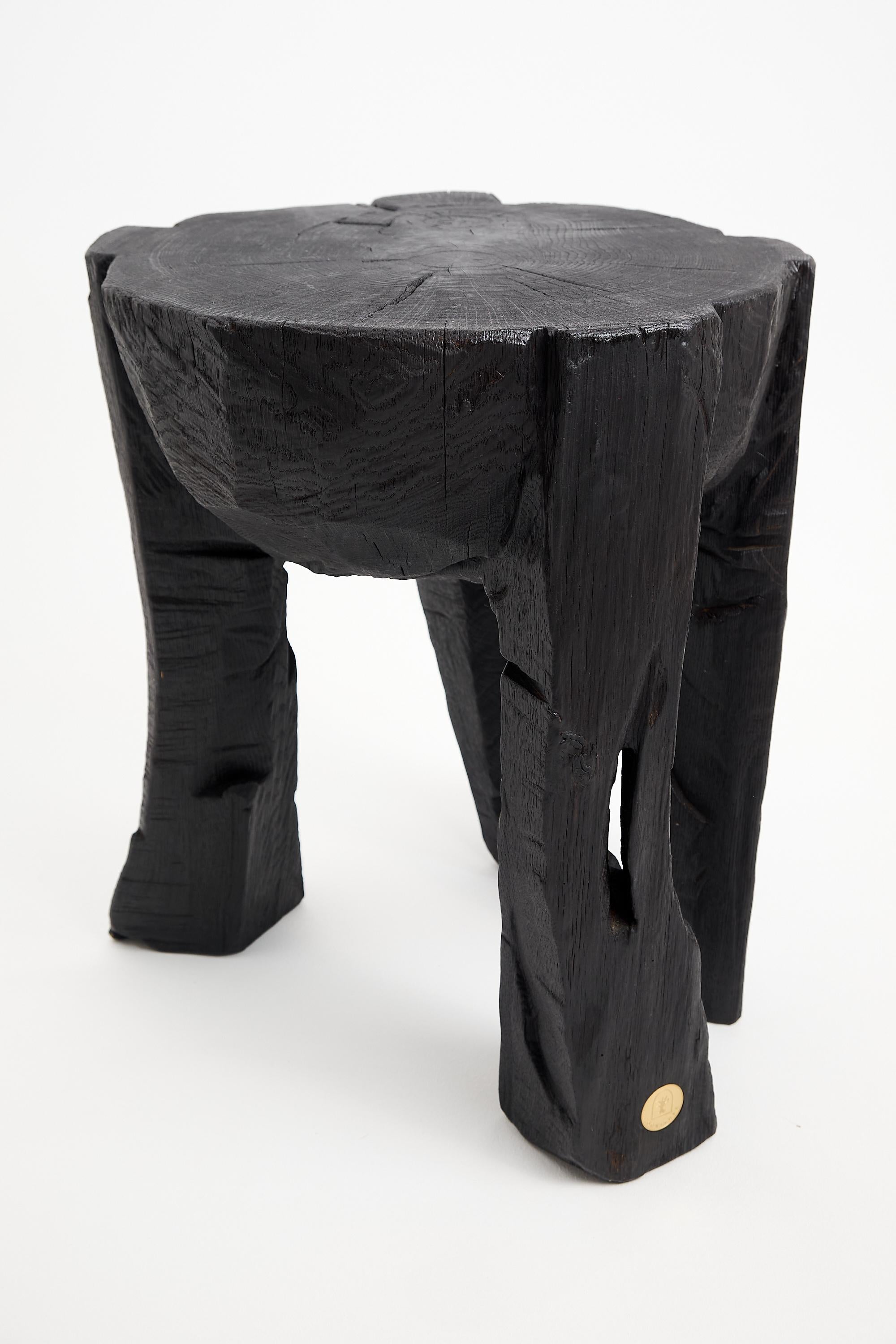 Logniture, legno massiccio bruciato, Oak, tavolino, tavolino, intagliato con la motosega in vendita 8