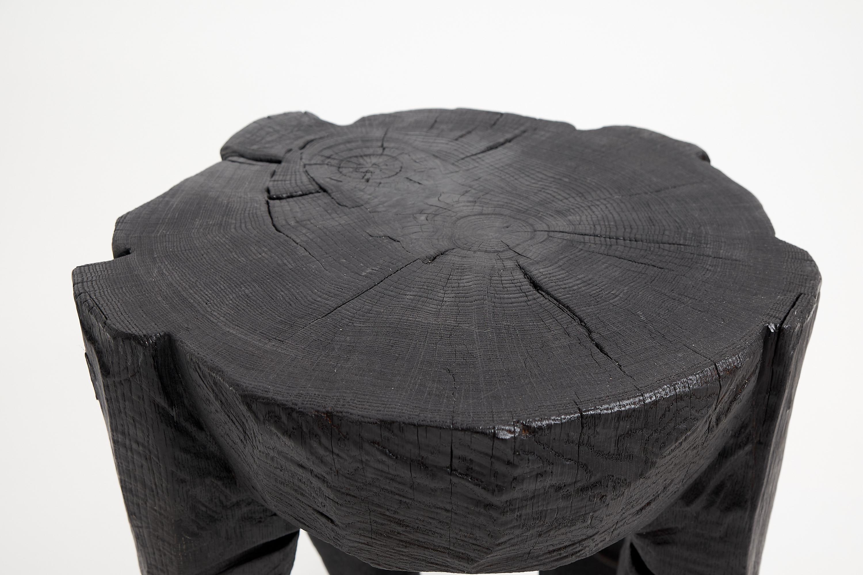 Logniture, legno massiccio bruciato, Oak, tavolino, tavolino, intagliato con la motosega in vendita 10