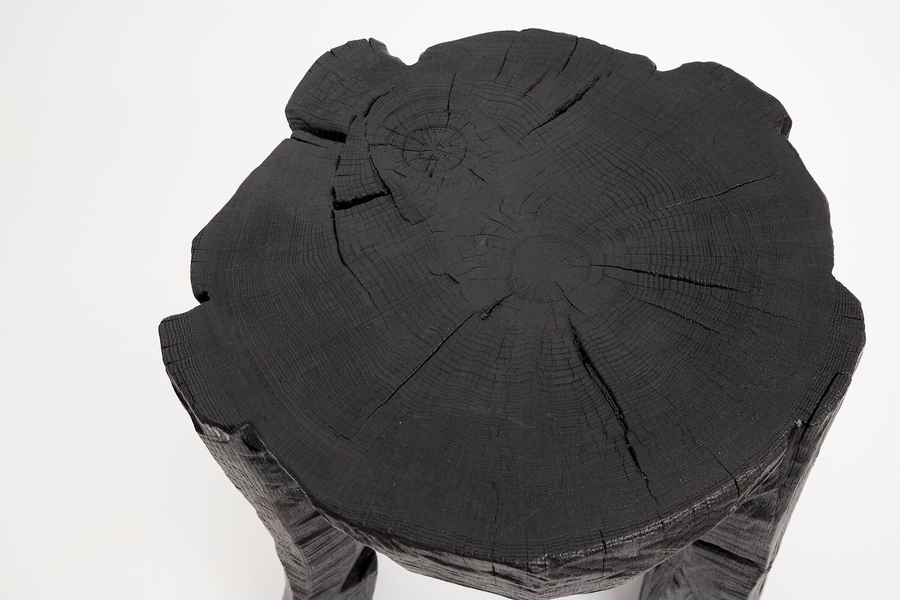 Logniture, legno massiccio bruciato, Oak, tavolino, tavolino, intagliato con la motosega in vendita 11