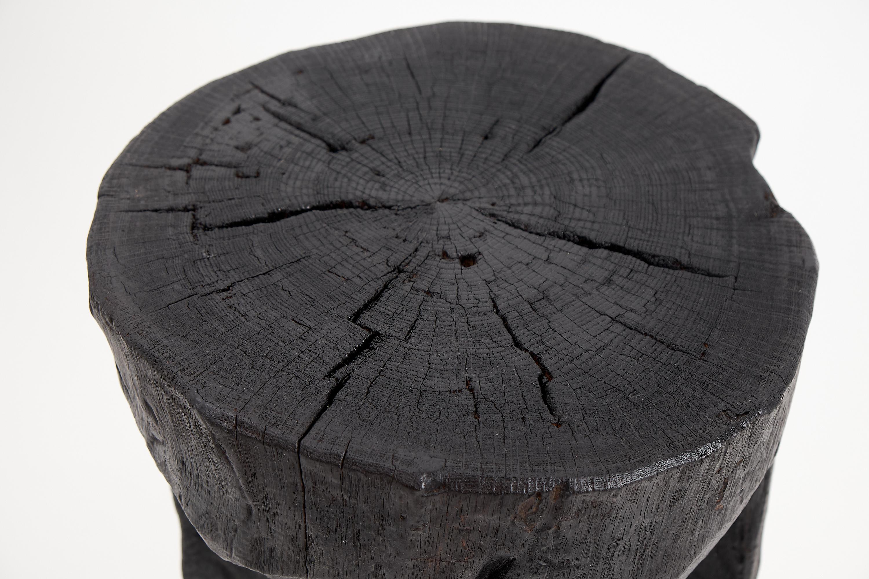 Croatian Logniture, Solid Burnt Wood, Oak, Side Table, Wine Table, Chainsaw Carved For Sale