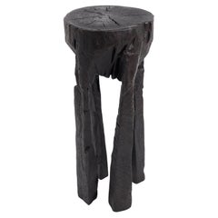 Logniture, Solid Burnt Wood, Oak, Side Table, Wine Table, Chainsaw Carved