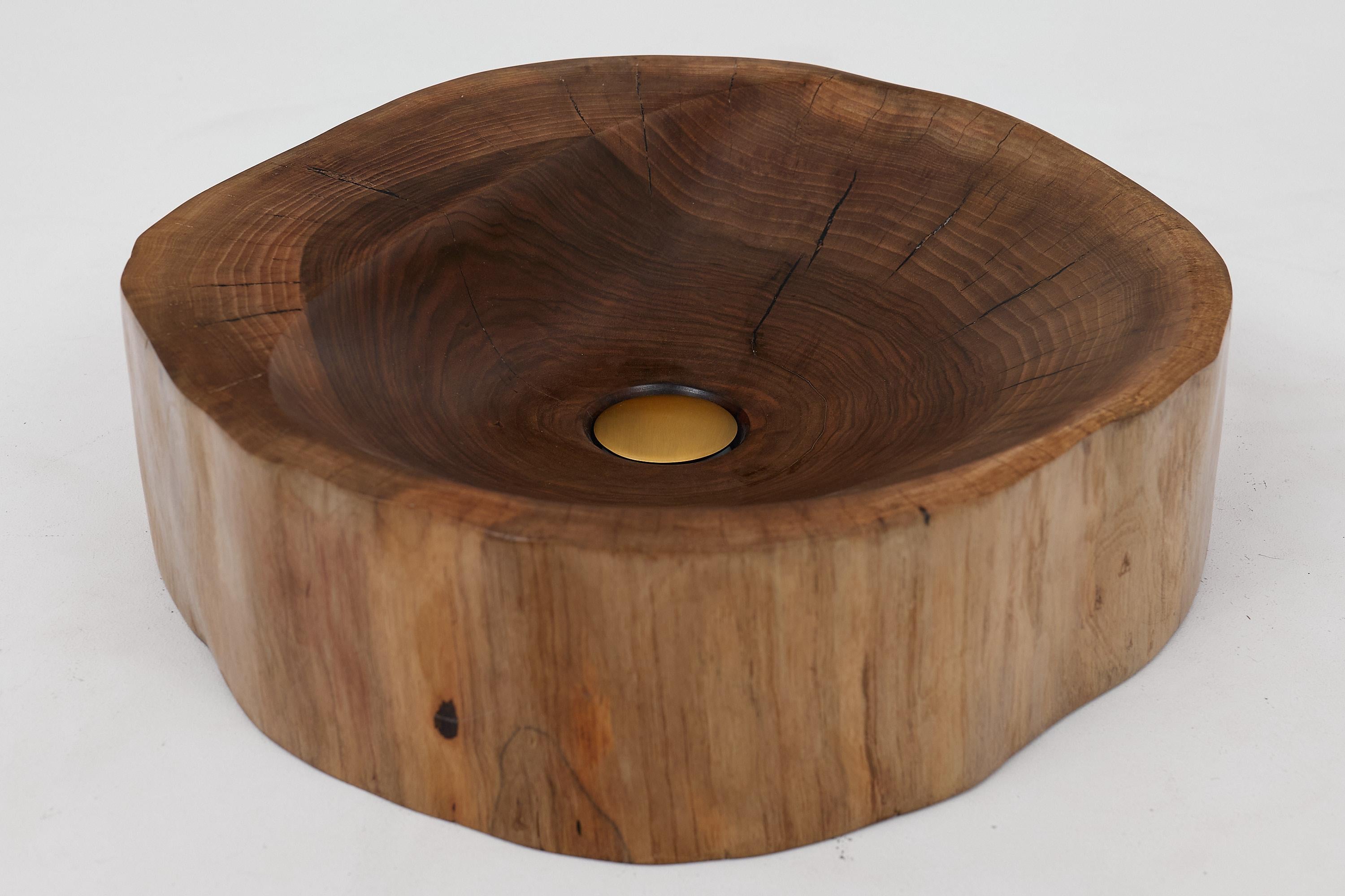 Mueble de tronco, Madera maciza de nogal tallada, Lavabo de baño, Trabajo original hecho a mano en venta 3