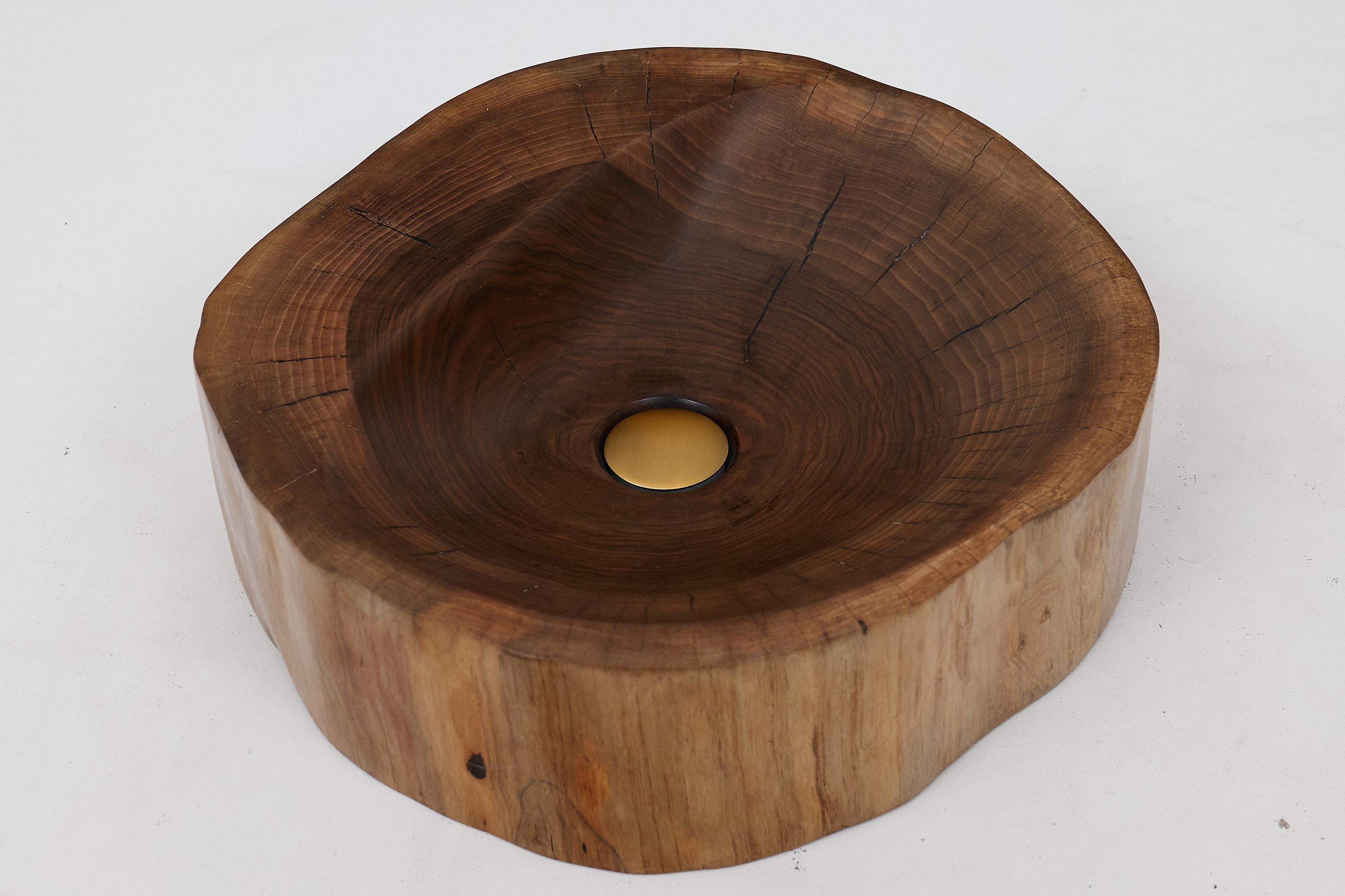 Mueble de tronco, Madera maciza de nogal tallada, Lavabo de baño, Trabajo original hecho a mano en venta 4