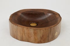 Logniture, massives geschnitztes Nussbaumholz, Waschtisch Waschbecken/Basis, Original handgefertigtes Werk