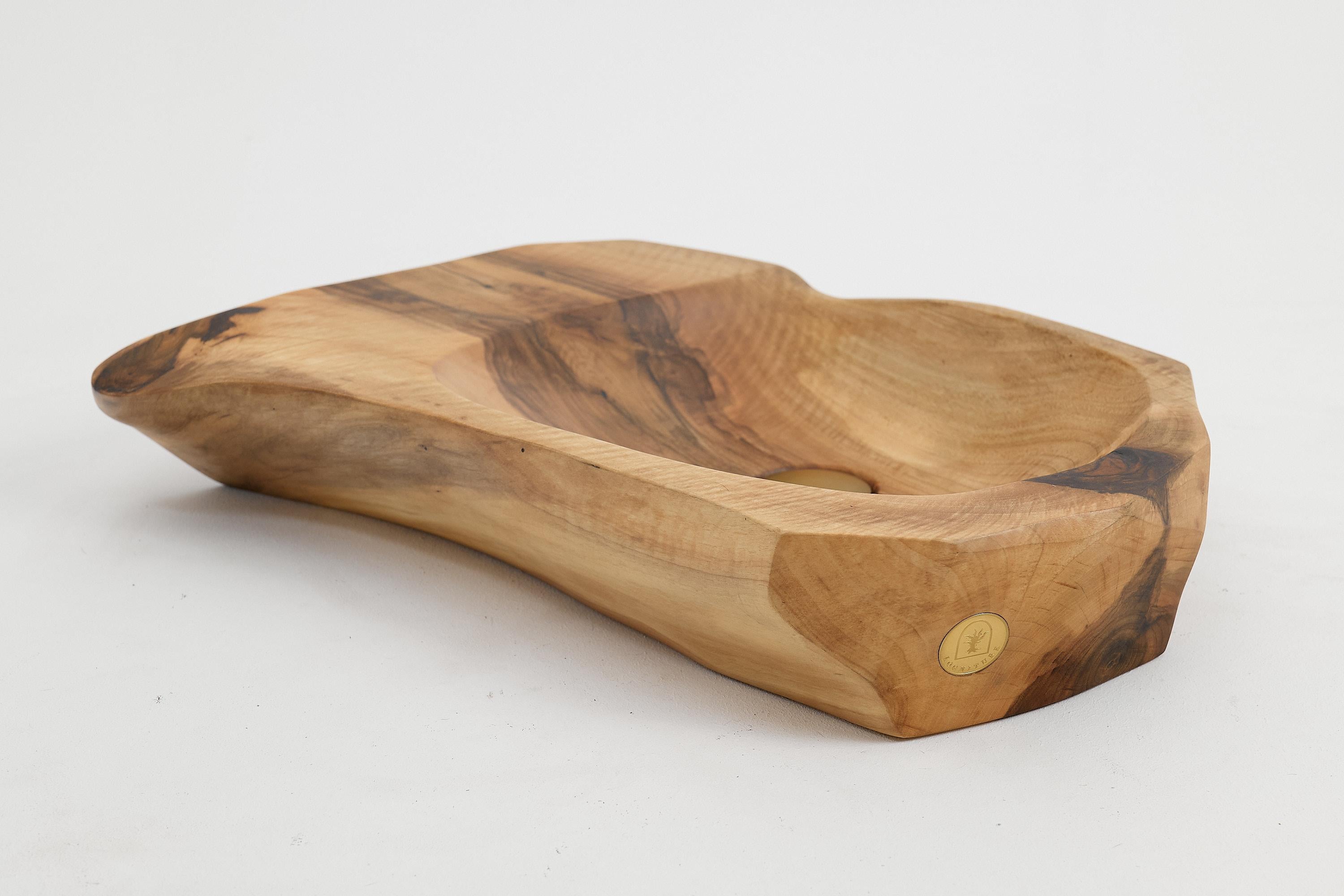 Brutalist Logniture, Solid Wood Bathroom Sink/Basin, Original Contemporary Design For Sale