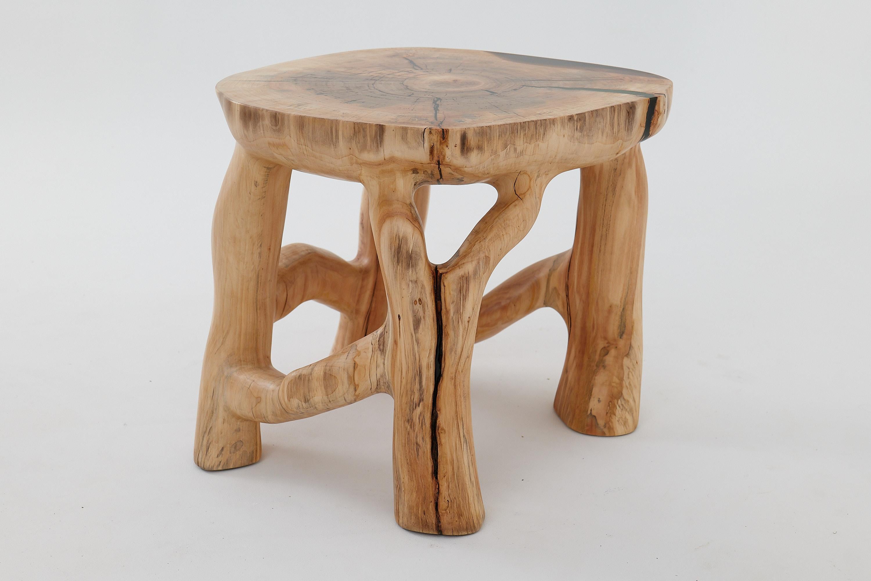 Logniture, Solid Wood Sculptural Coffee Table, Original Contemporary Design For Sale 14