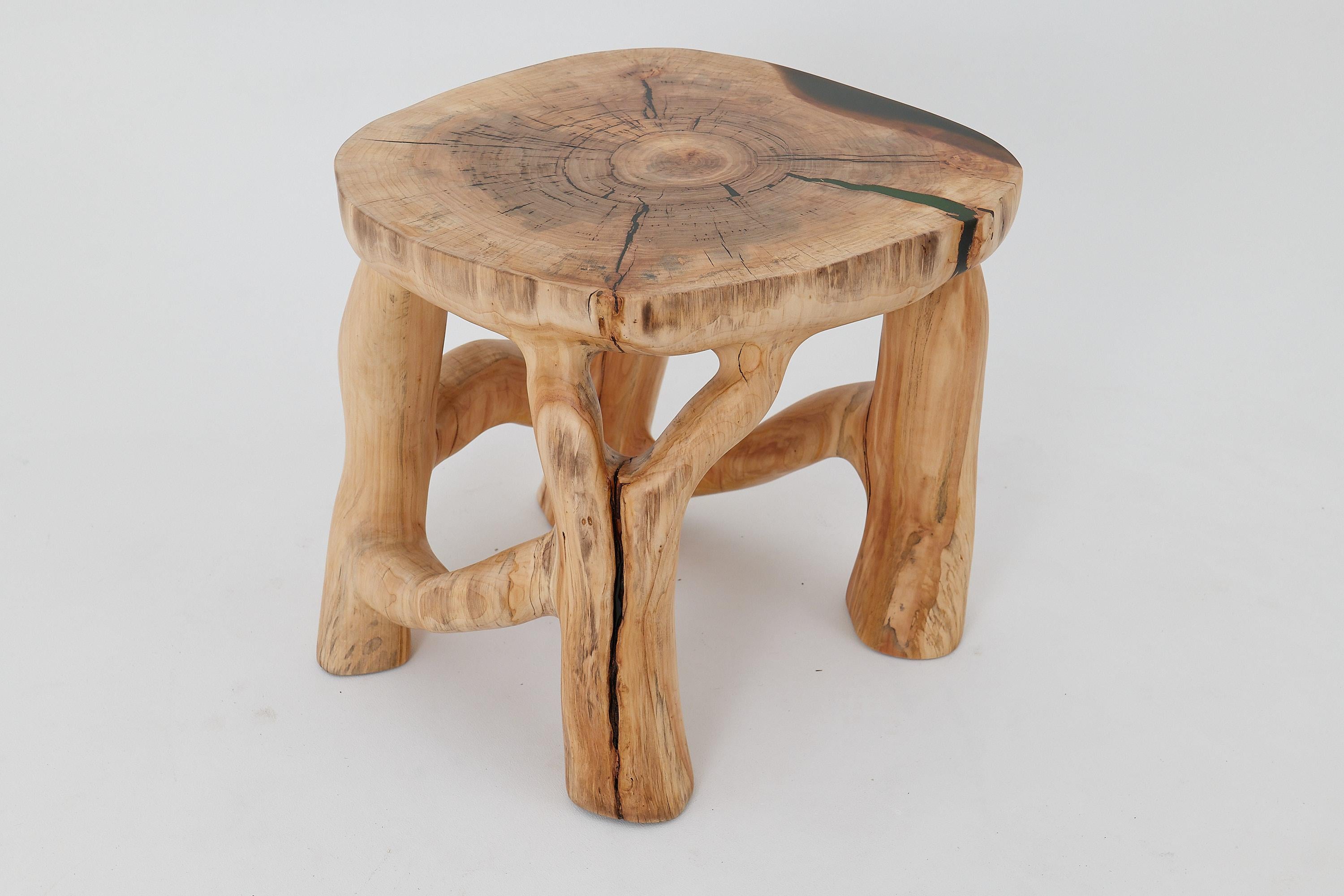 Organic Modern Logniture, Solid Wood Sculptural Coffee Table, Original Contemporary Design For Sale