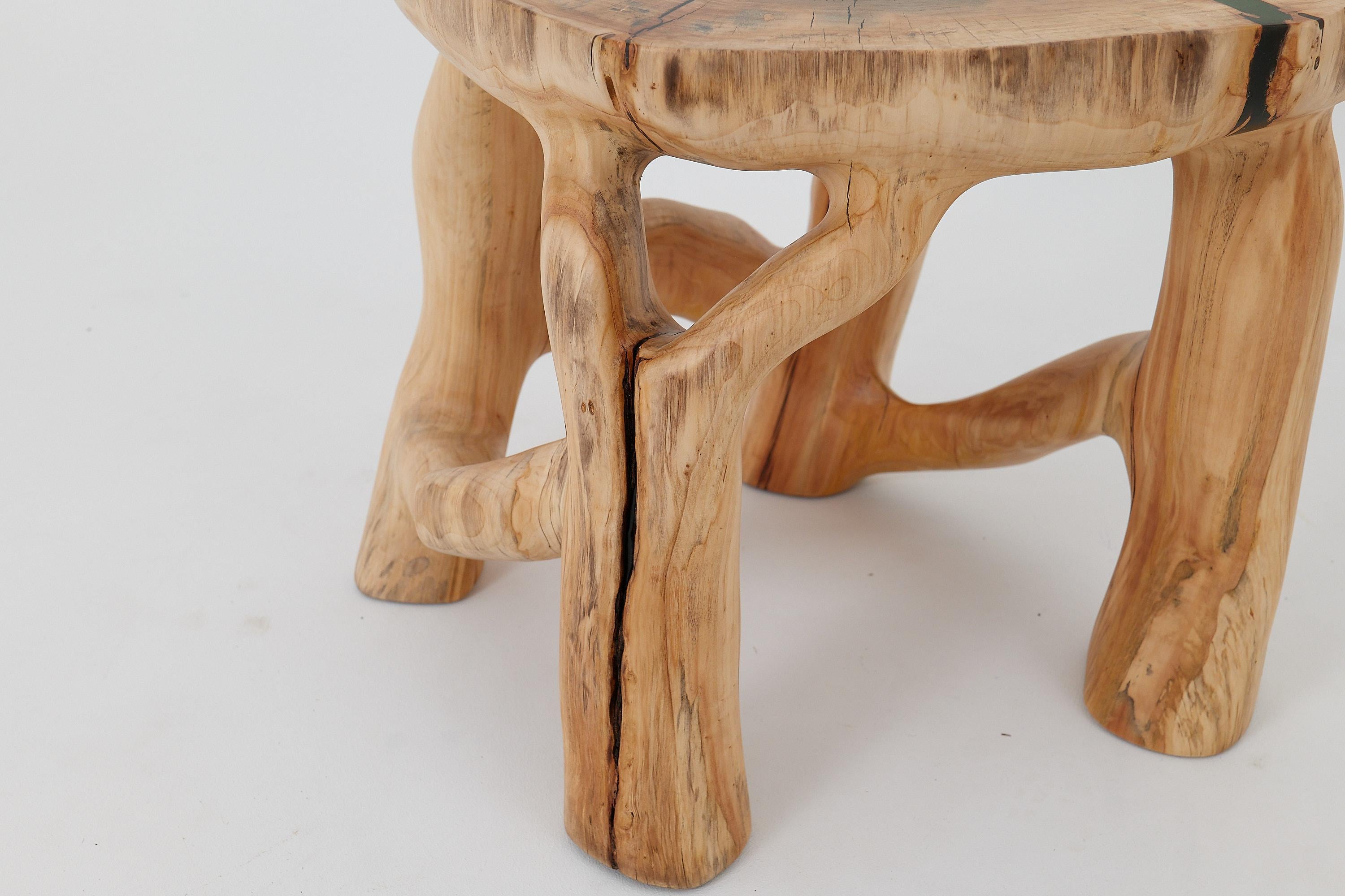 Carved Logniture, Solid Wood Sculptural Coffee Table, Original Contemporary Design For Sale