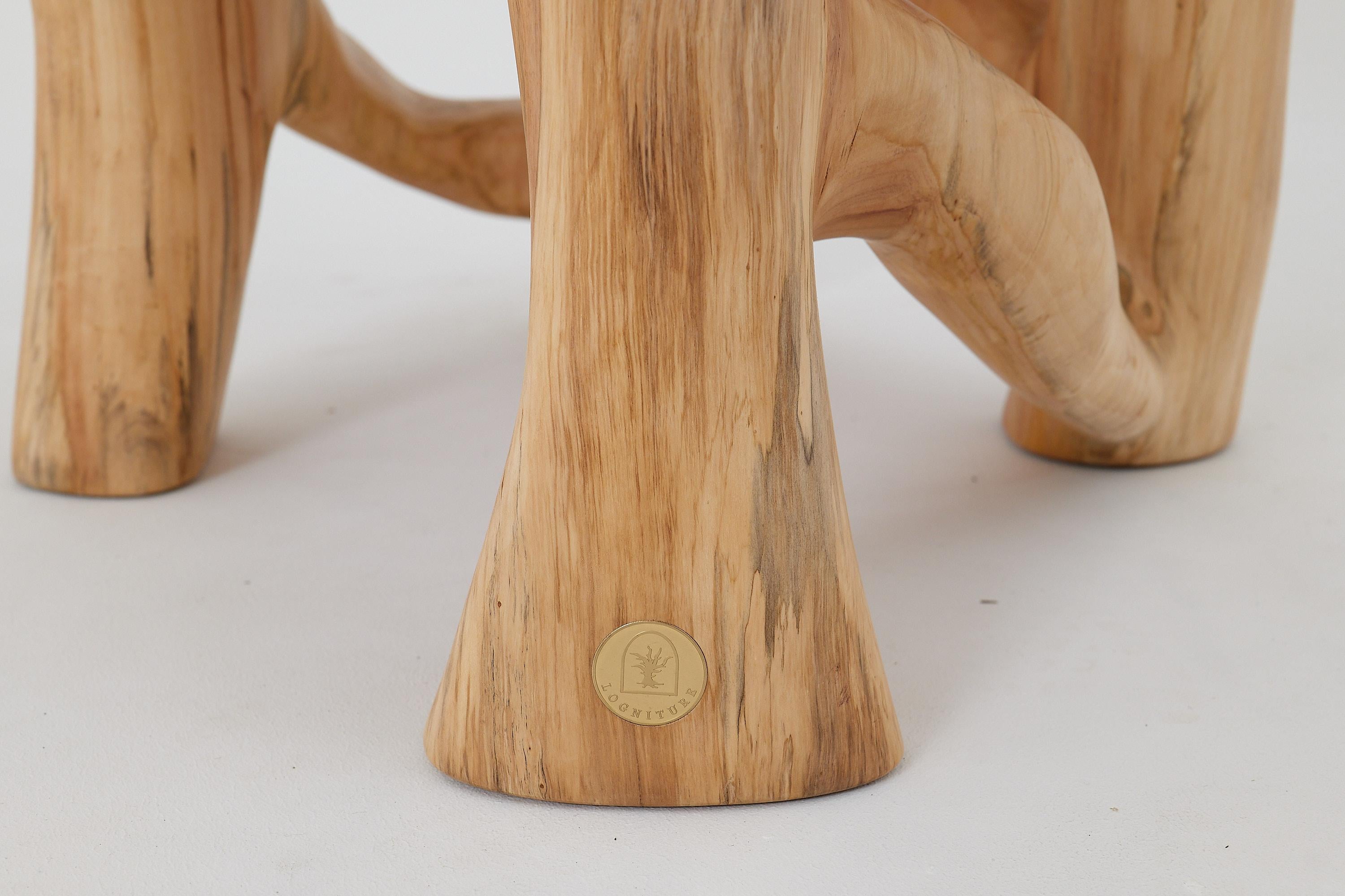 Logniture, Solid Wood Sculptural Coffee Table, Original Contemporary Design For Sale 2