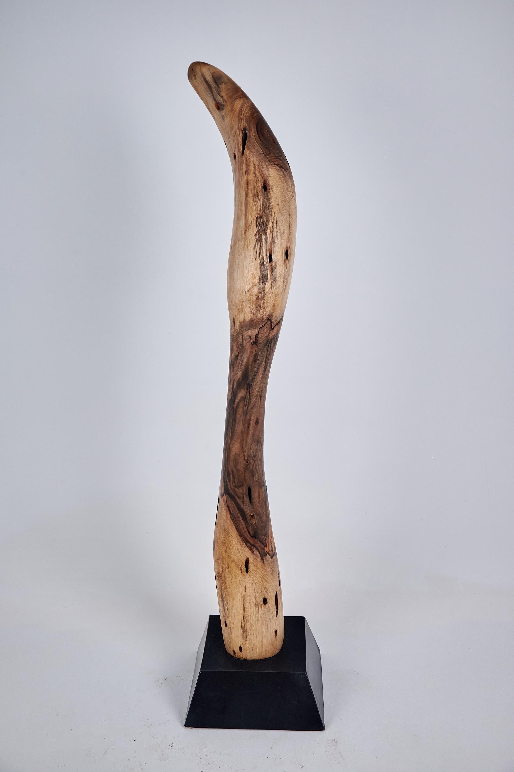 Logniture, Still Stand Abstract Wood Sculpture, Chainsaw Carved, Walnut For Sale 9