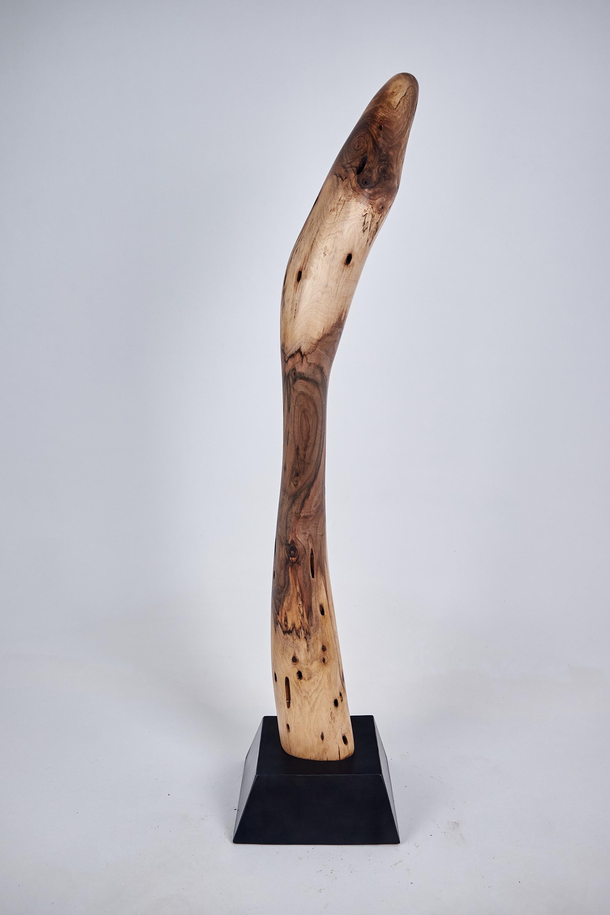 Brutalist Logniture, Still Stand Abstract Wood Sculpture, Chainsaw Carved, Walnut For Sale