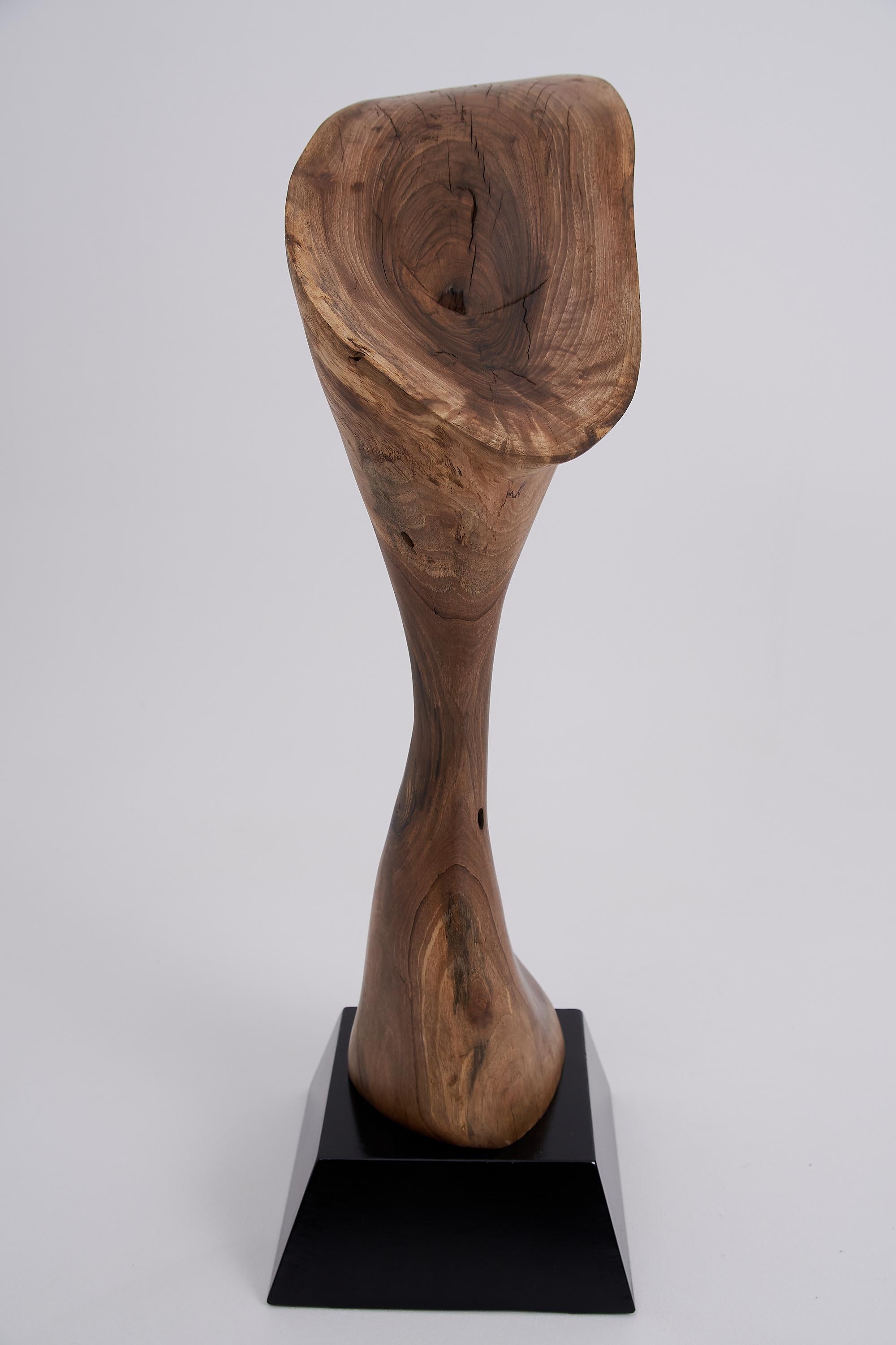 Still Stand Abstract Wood Sculpture, Carved Walnut