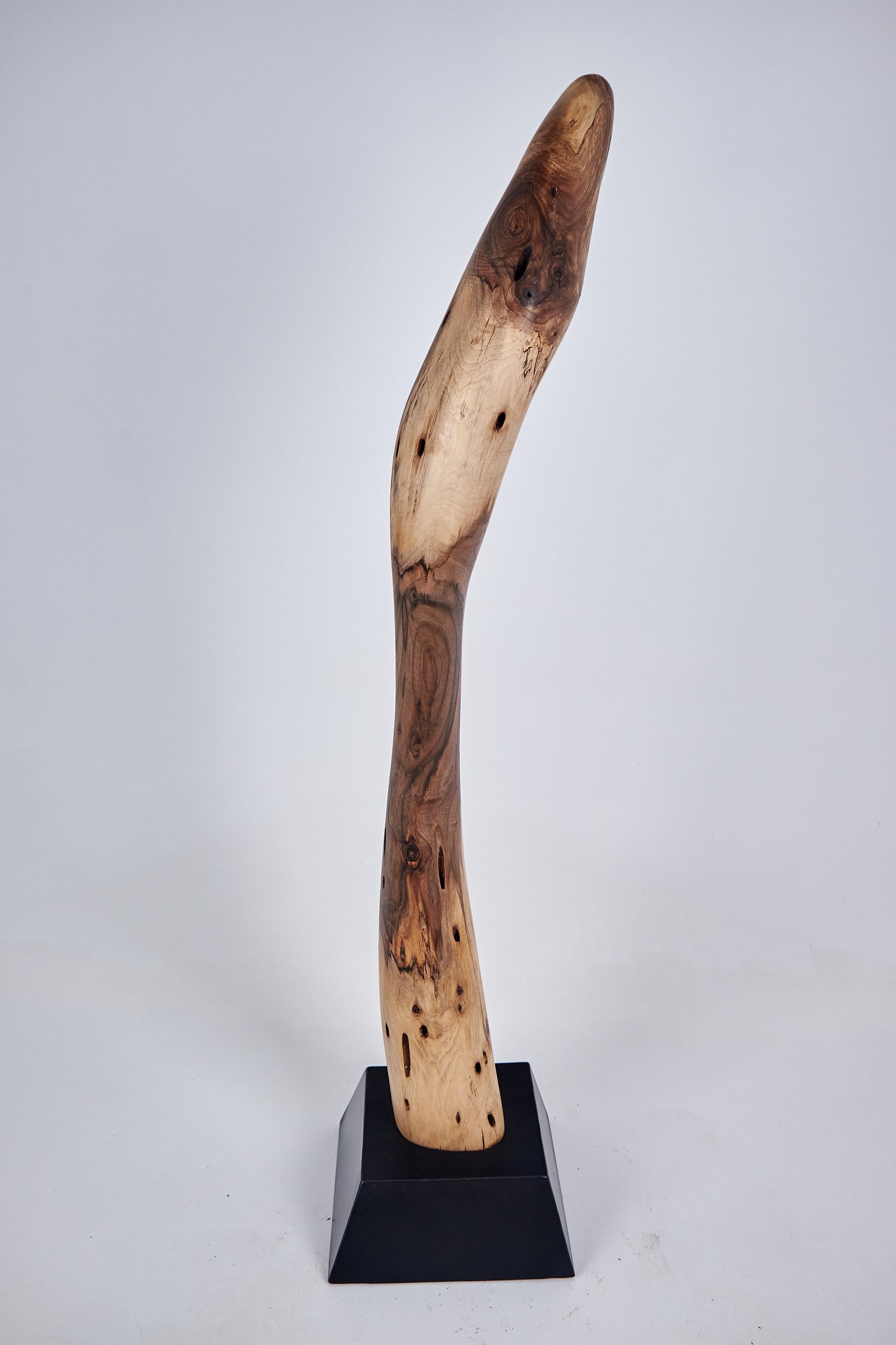 Croatian Logniture, Still Stand Abstract Wood Sculpture, Chainsaw Carved, Walnut For Sale