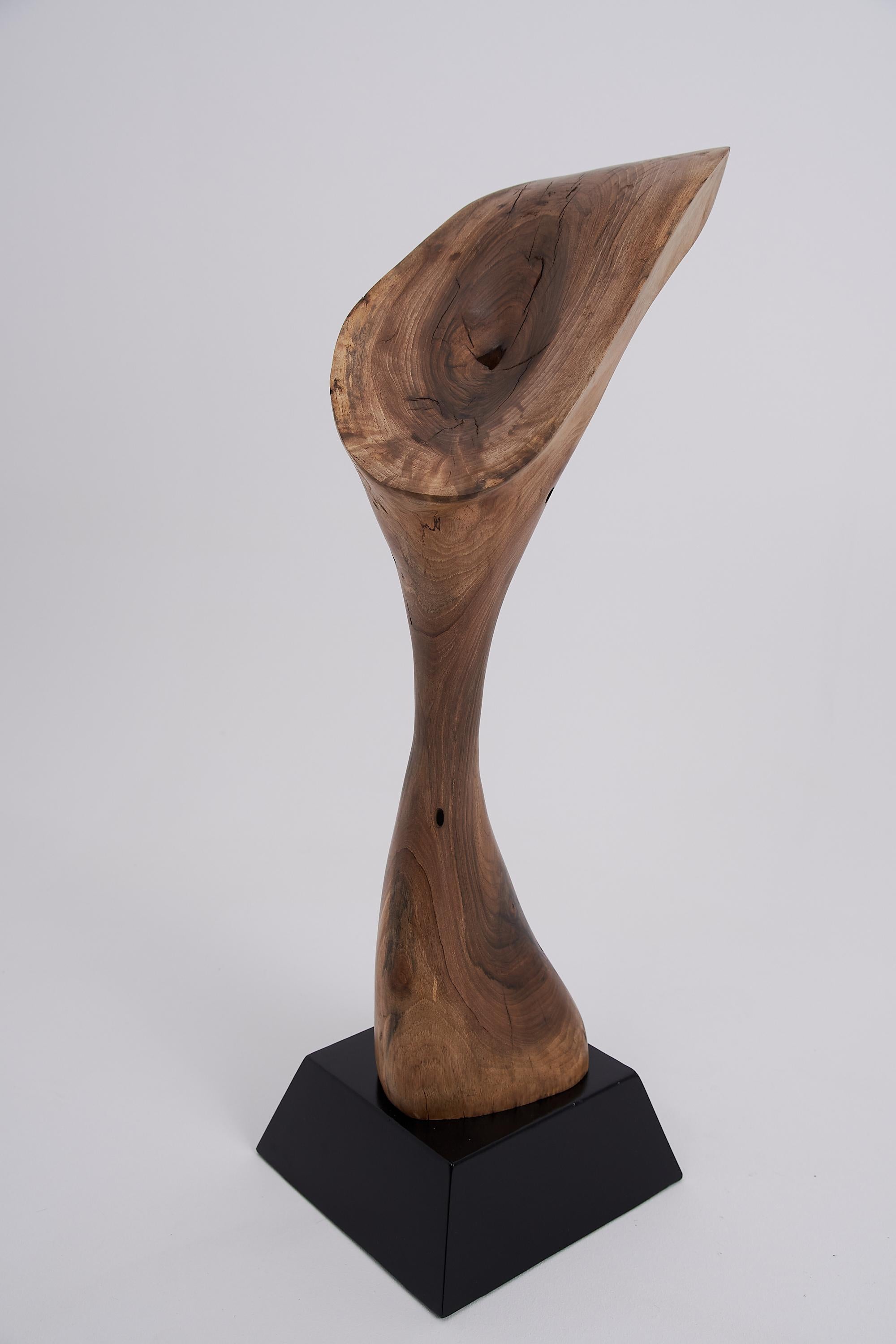 Brutalist Logniture, Still Stand Abstract Wood Sculpture, Chainsaw Carved, Walnut For Sale
