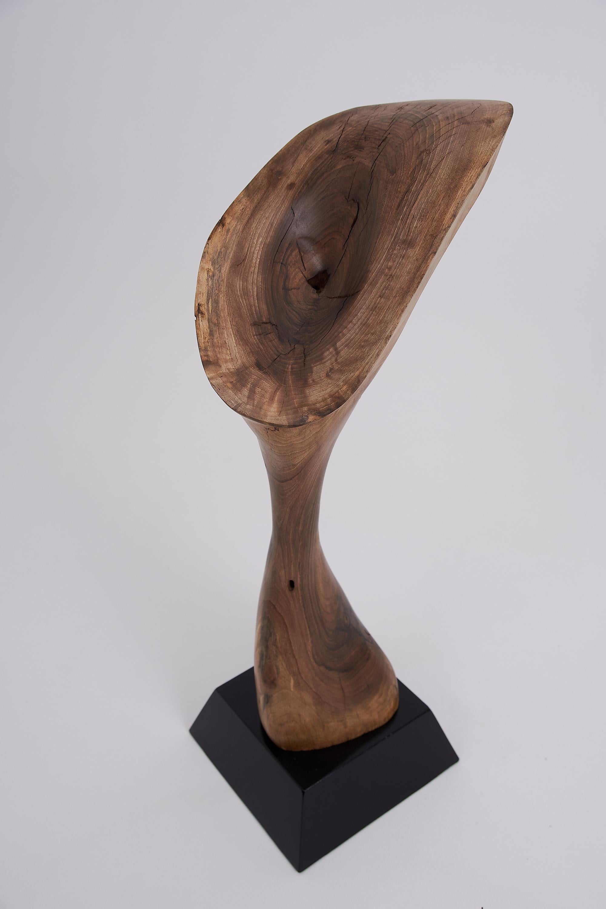 Croatian Logniture, Still Stand Abstract Wood Sculpture, Chainsaw Carved, Walnut For Sale