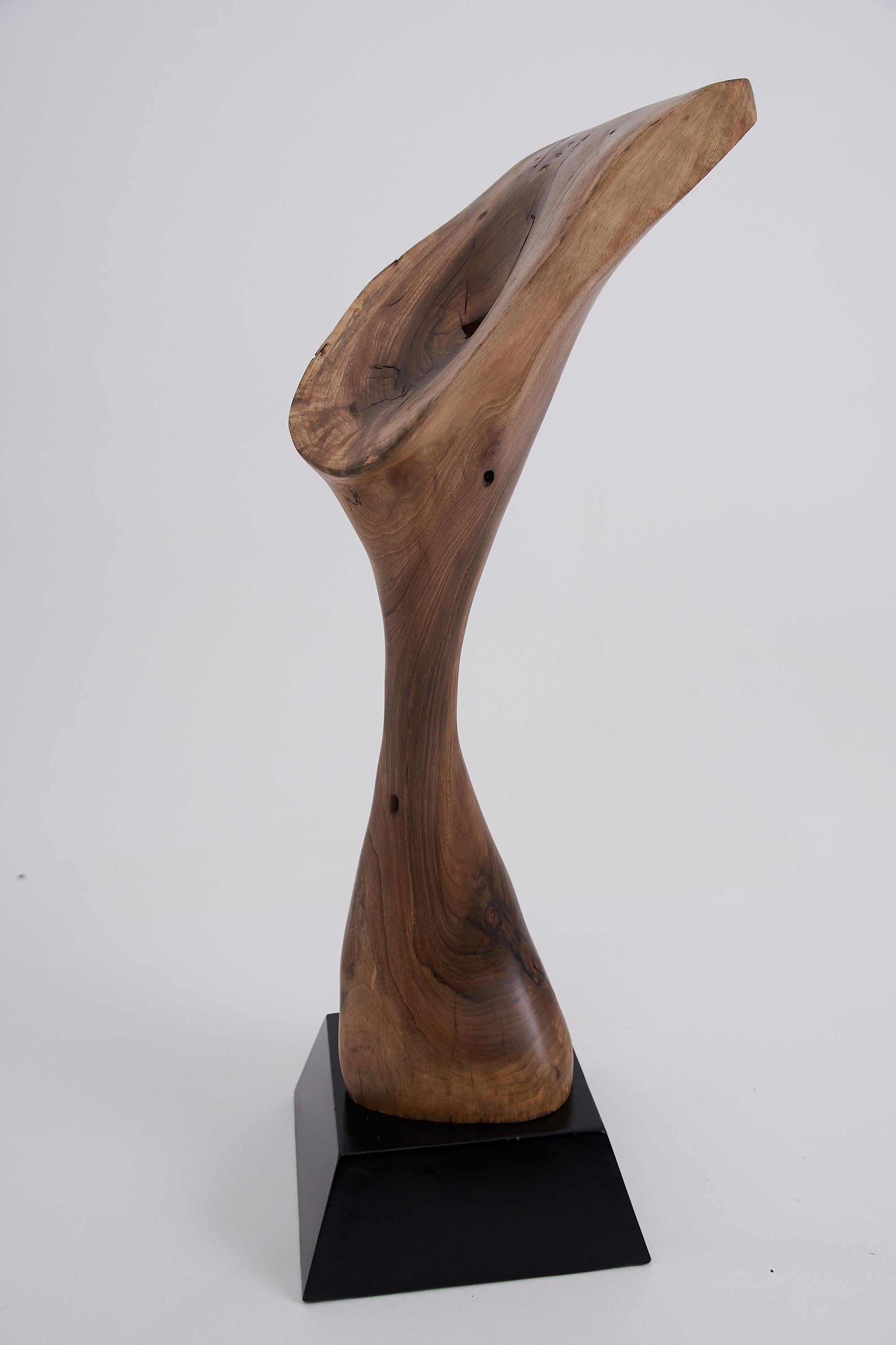 Contemporary Logniture, Still Stand Abstract Wood Sculpture, Chainsaw Carved, Walnut For Sale
