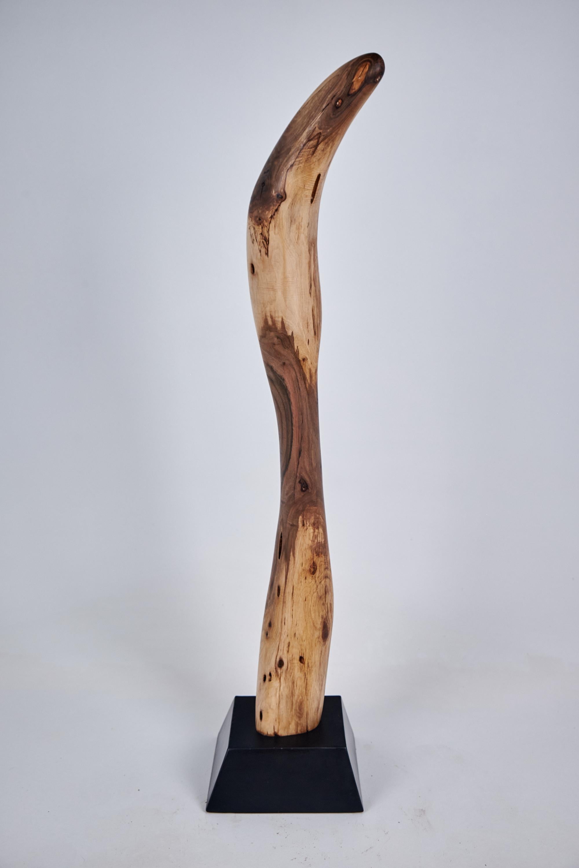 Logniture, Still Stand Abstract Wood Sculpture, Chainsaw Carved, Walnut For Sale 2