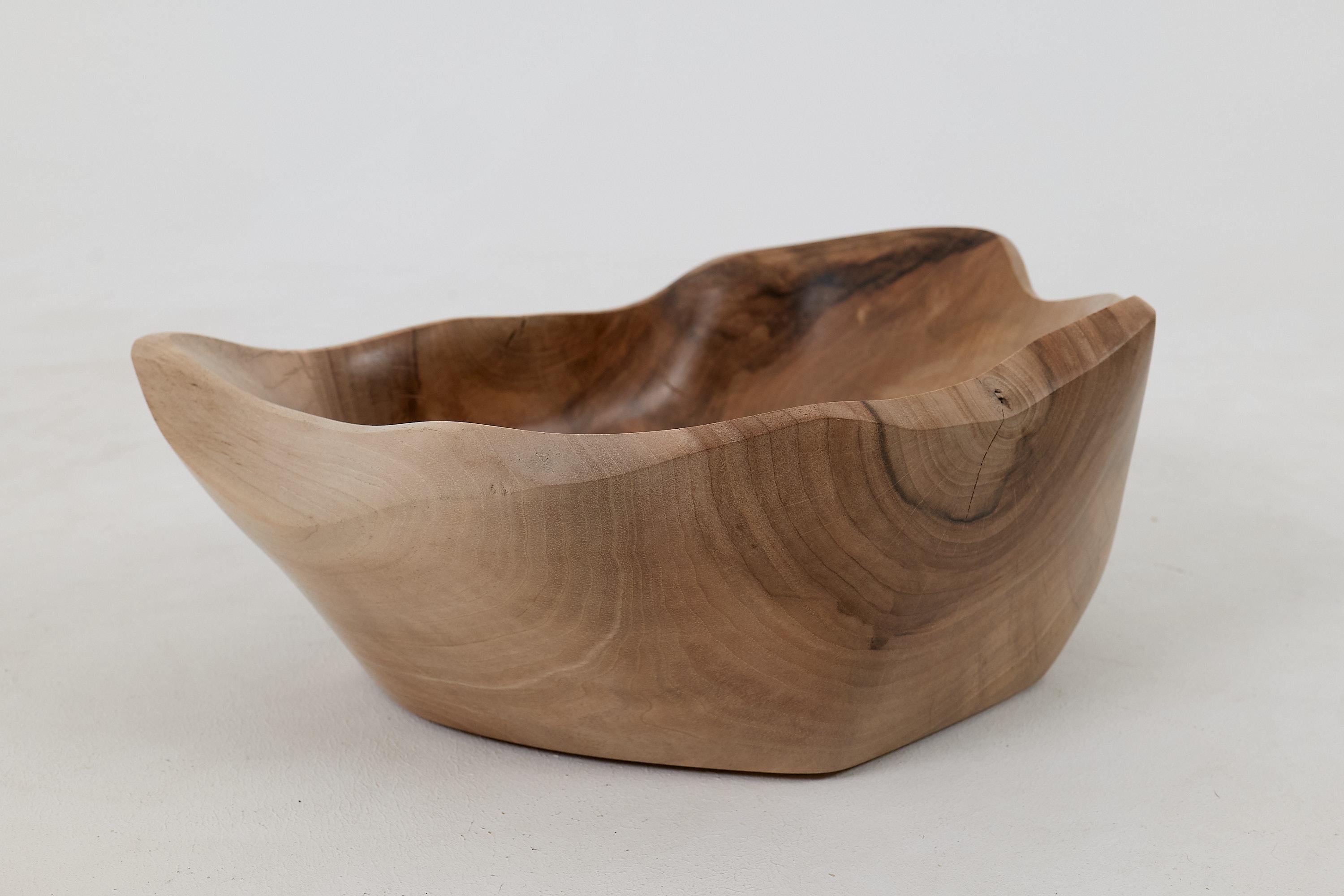 Brutalist Logniture, Walnut Bowl, Handmade, Carved, Unique For Sale