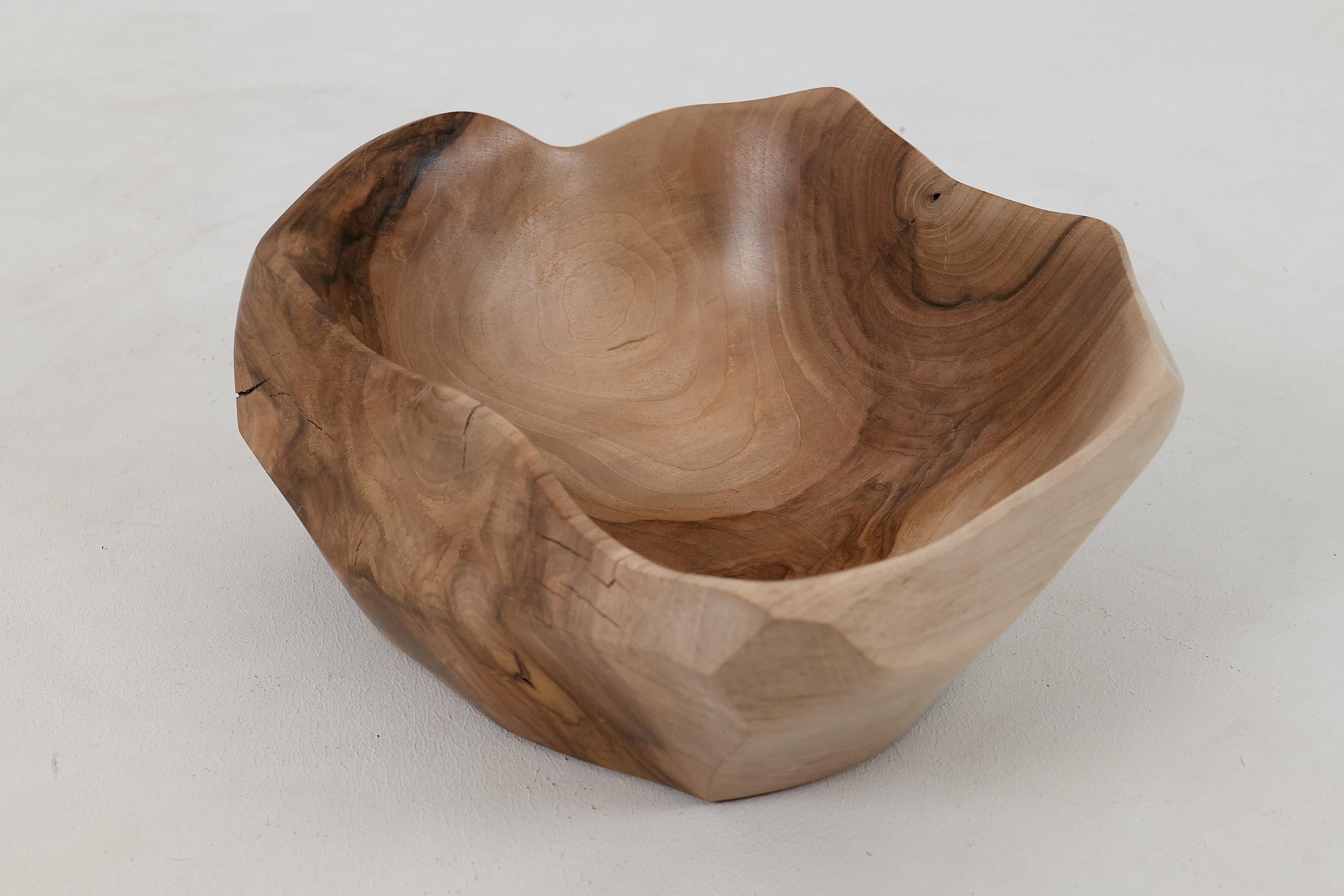 Contemporary Logniture, Walnut Bowl, Handmade, Carved, Unique For Sale