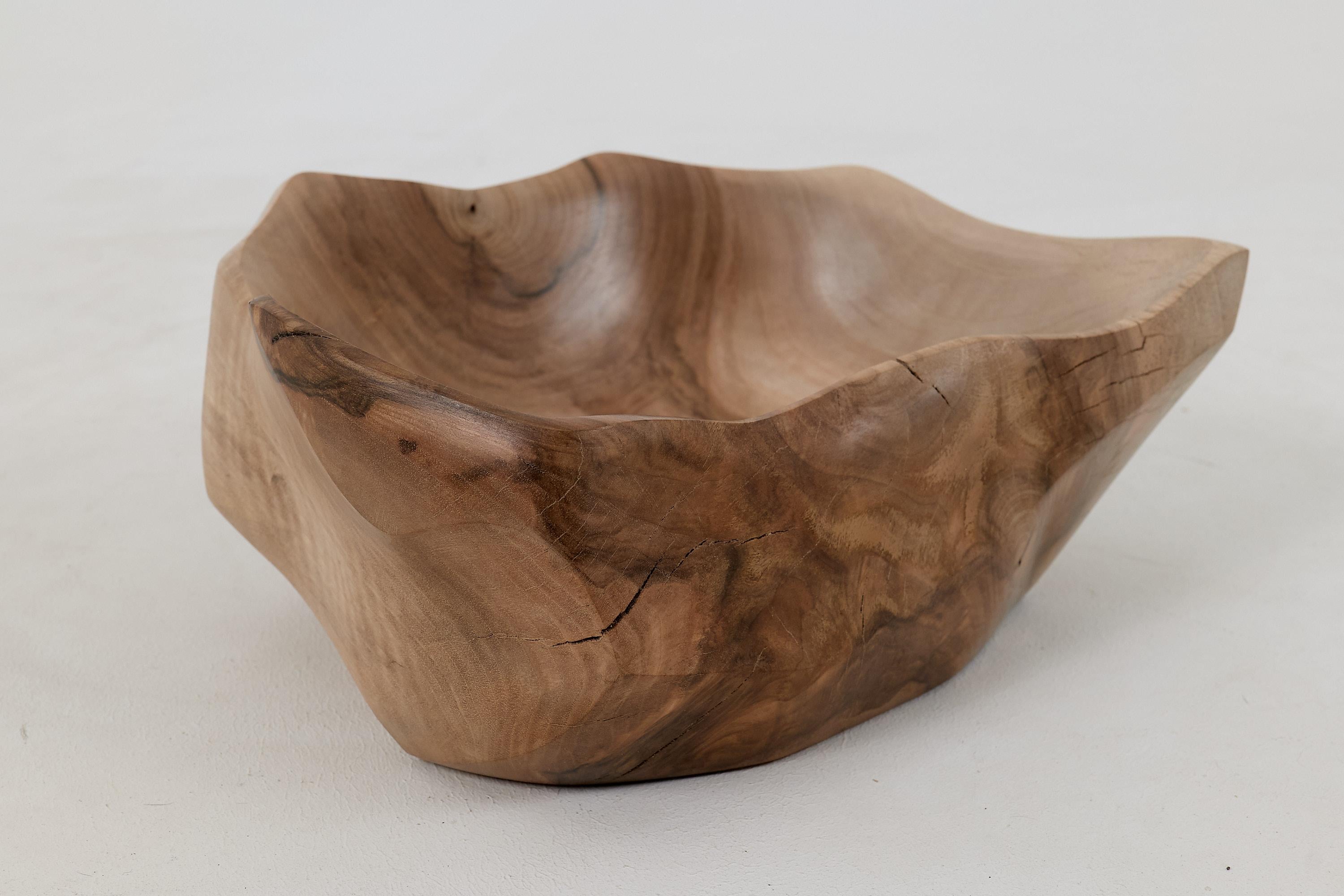 Logniture, Walnut Bowl, Handmade, Carved, Unique For Sale 1
