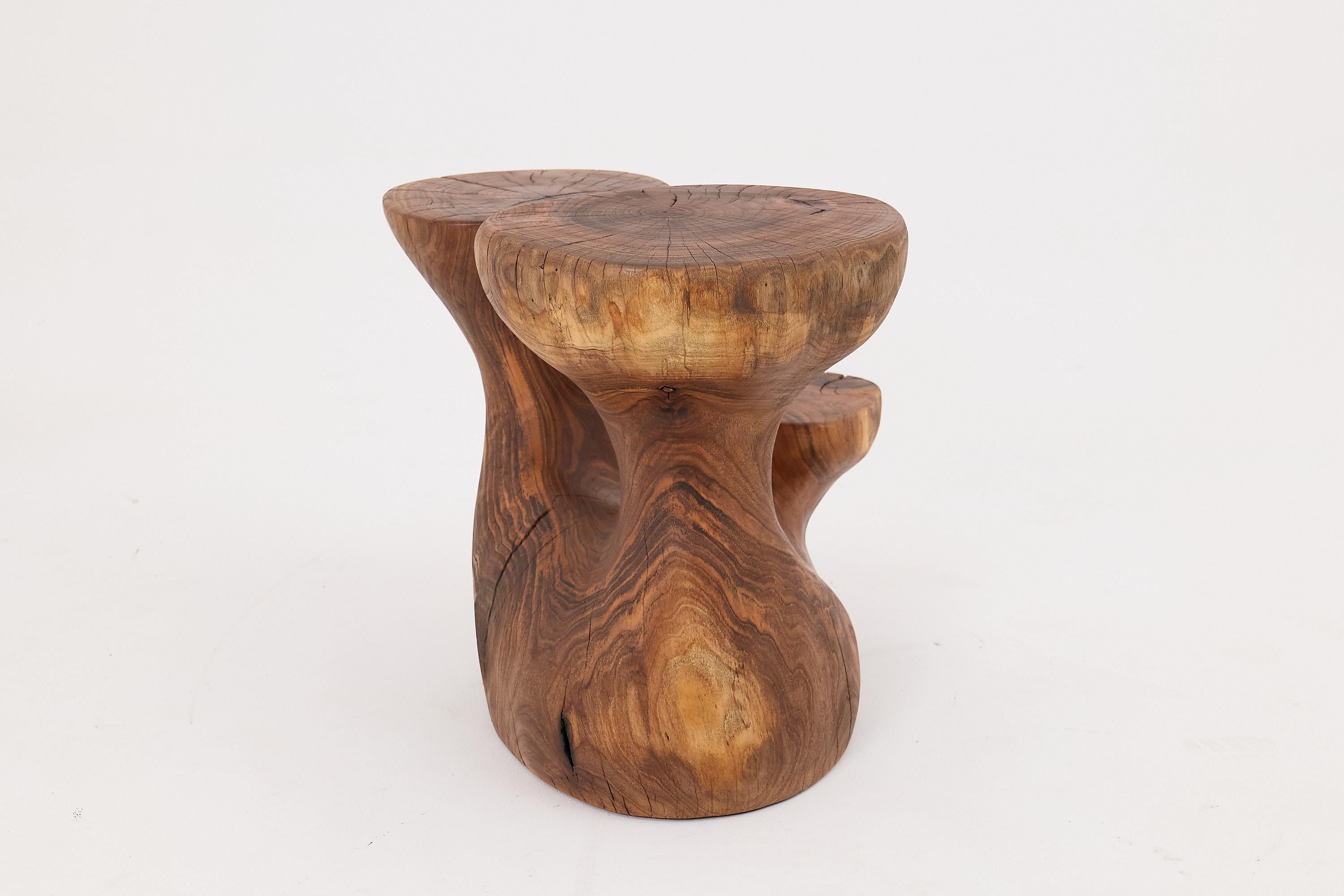 Logniture, table d'appoint sculpturale en bois massif de noyer, design contemporain original en vente 3