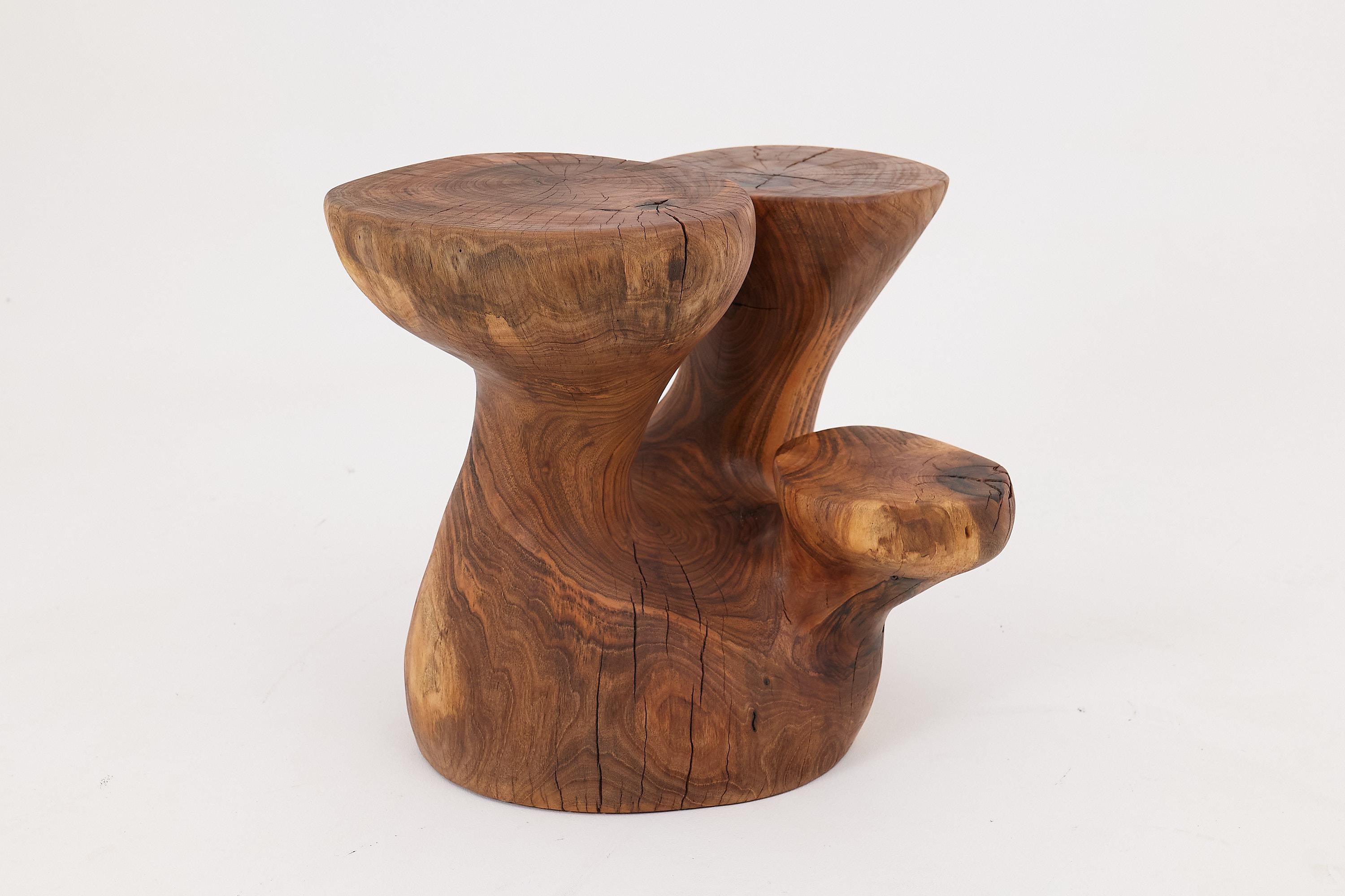 Logniture, table d'appoint sculpturale en bois massif de noyer, design contemporain original en vente 4