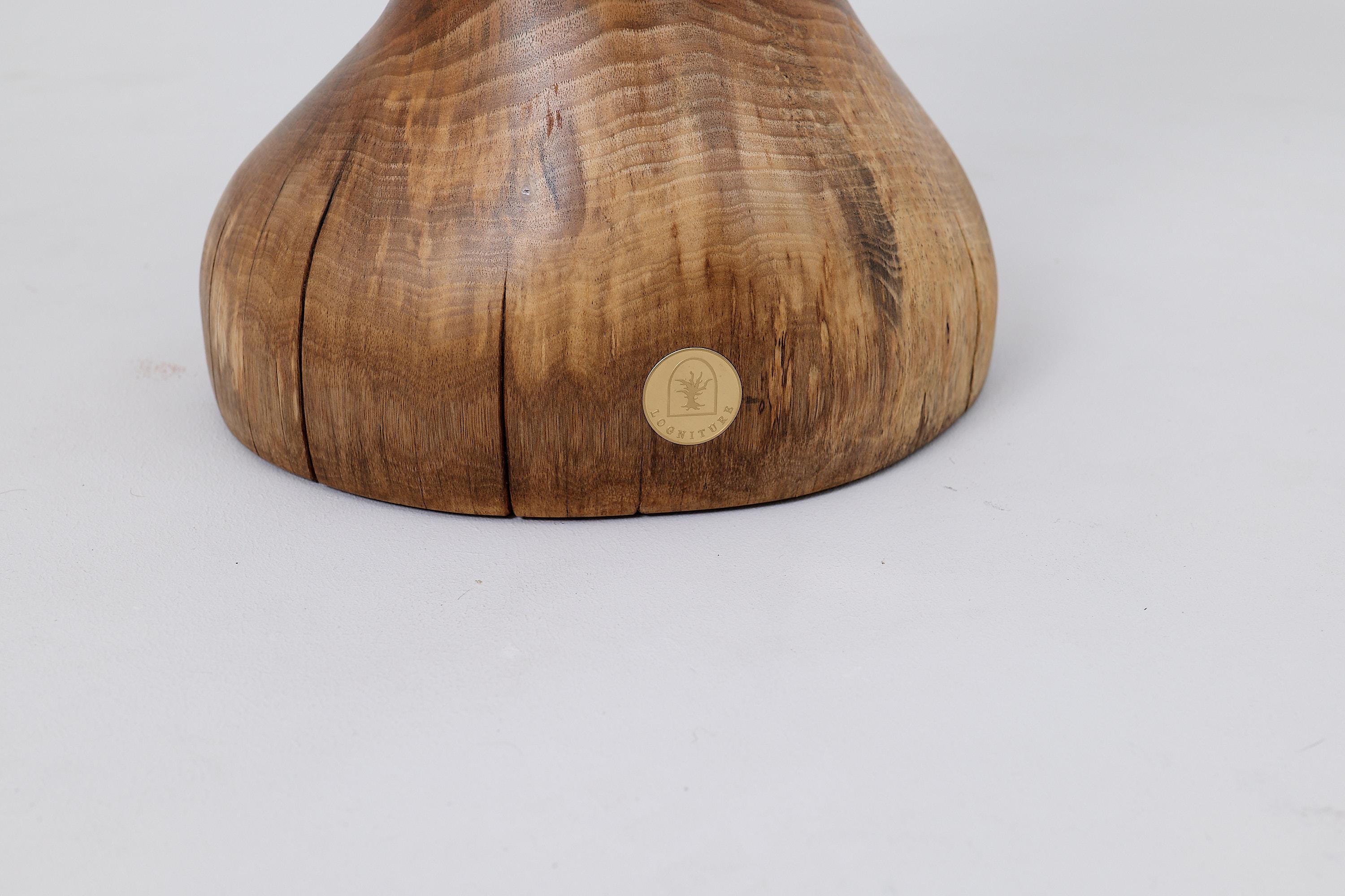 Logniture, Walnut Solid Wood Sculptural Side Table, Original Contemporary Design For Sale 6