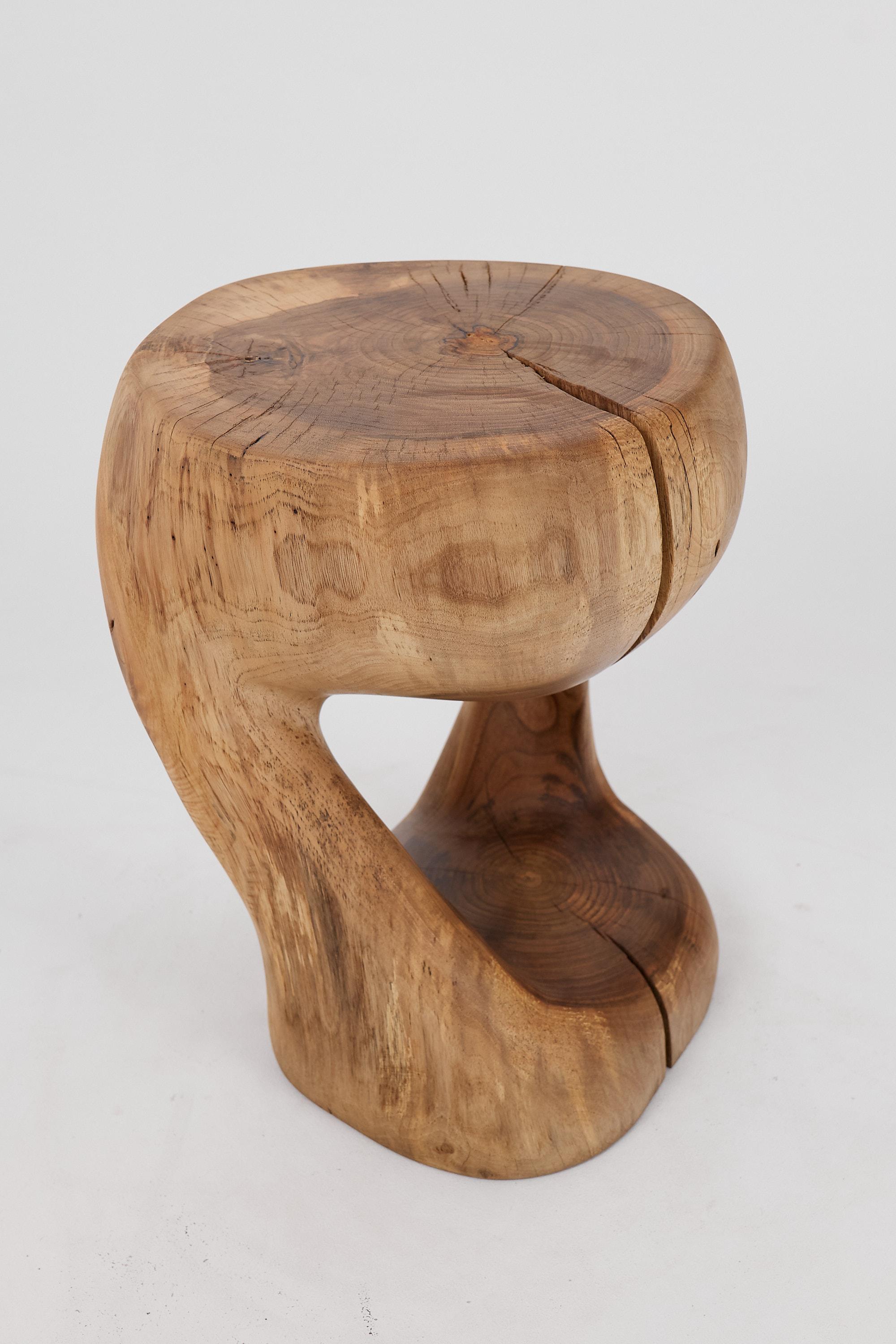 Logniture, Mesa Auxiliar Escultórica de Madera Maciza de Nogal, Original Diseño Contemporáneo 6