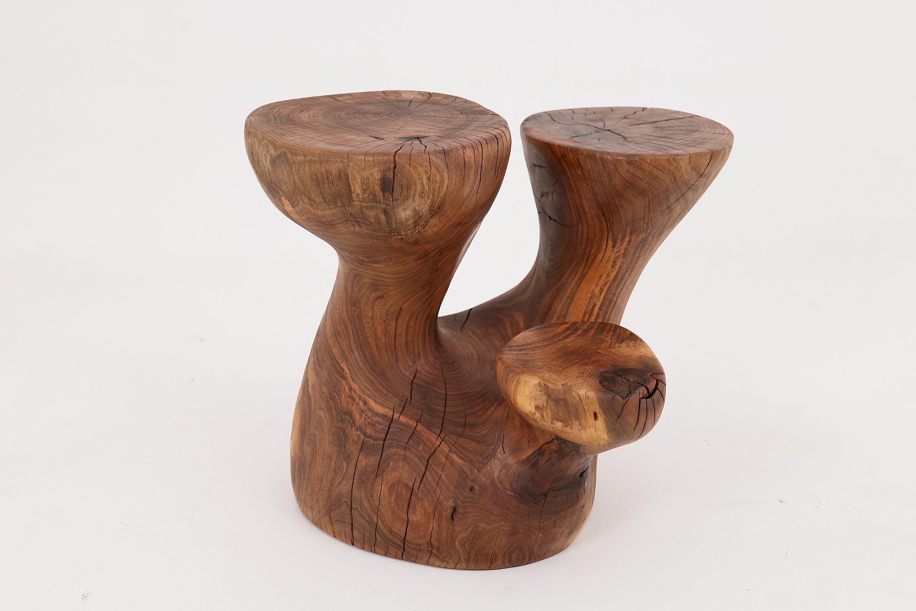 Logniture, table d'appoint sculpturale en bois massif de noyer, design contemporain original en vente 5