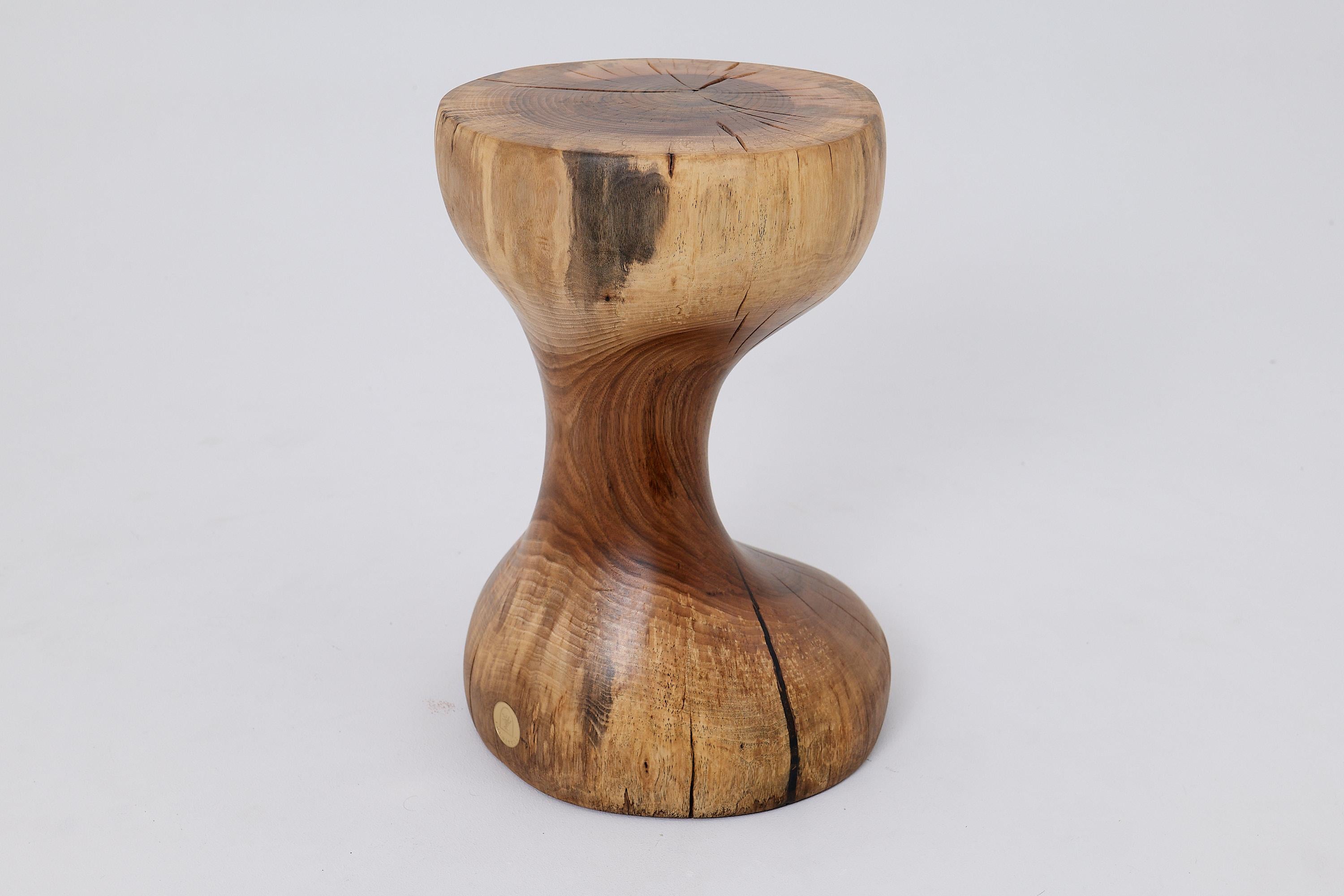 Logniture, Walnut Solid Wood Sculptural Side Table, Original Contemporary Design For Sale 8