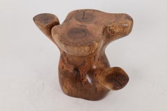 Logniture, Walnut Solid Wood Sculptural Side Table, Original Contemporary Design