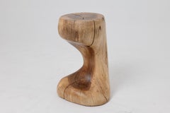 Sculptural Side Table, Stool, Solid Wood, Walnut, Contemporary Design, Logniture