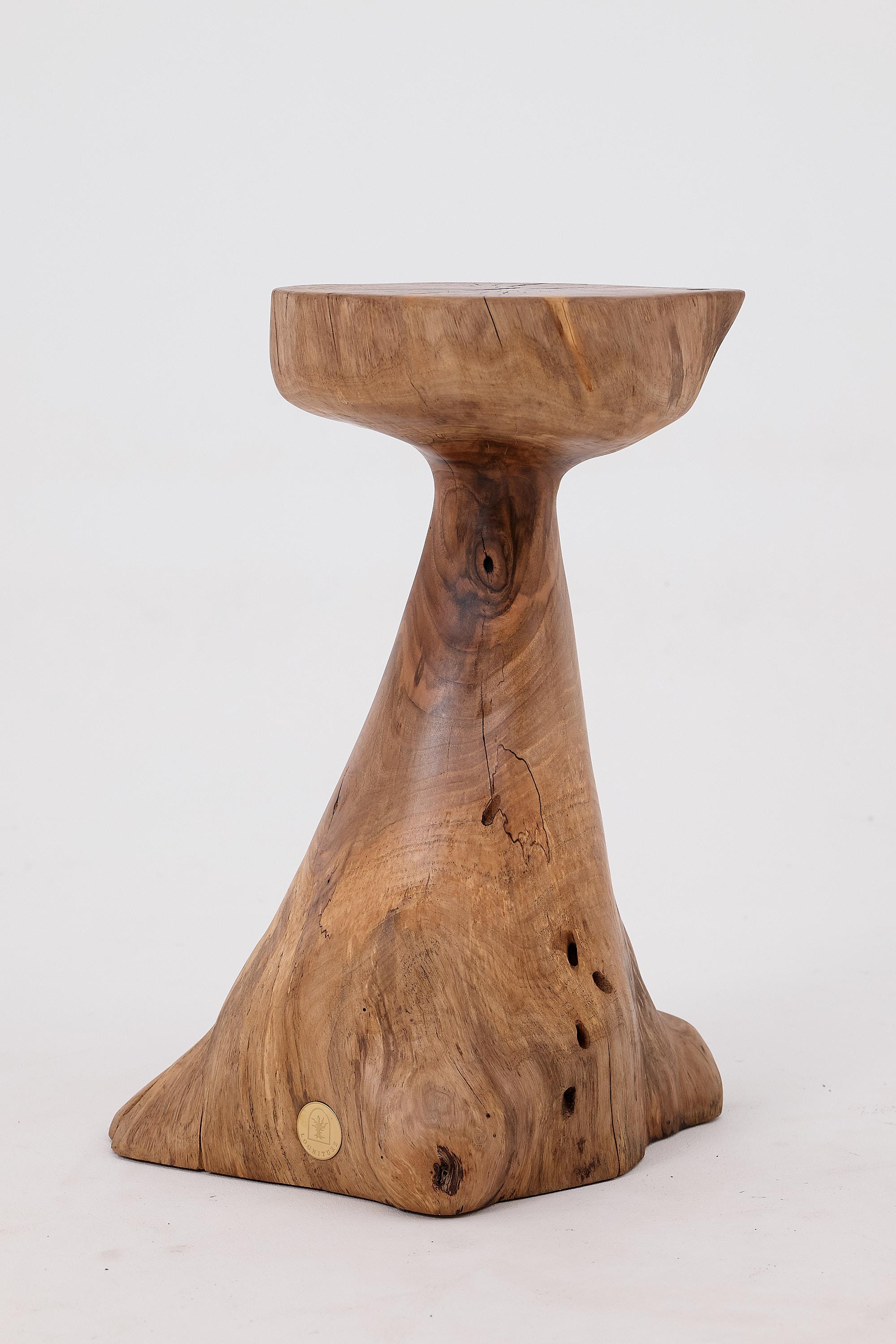 Organique Logniture, table d'appoint sculpturale en bois massif de noyer, design contemporain original en vente