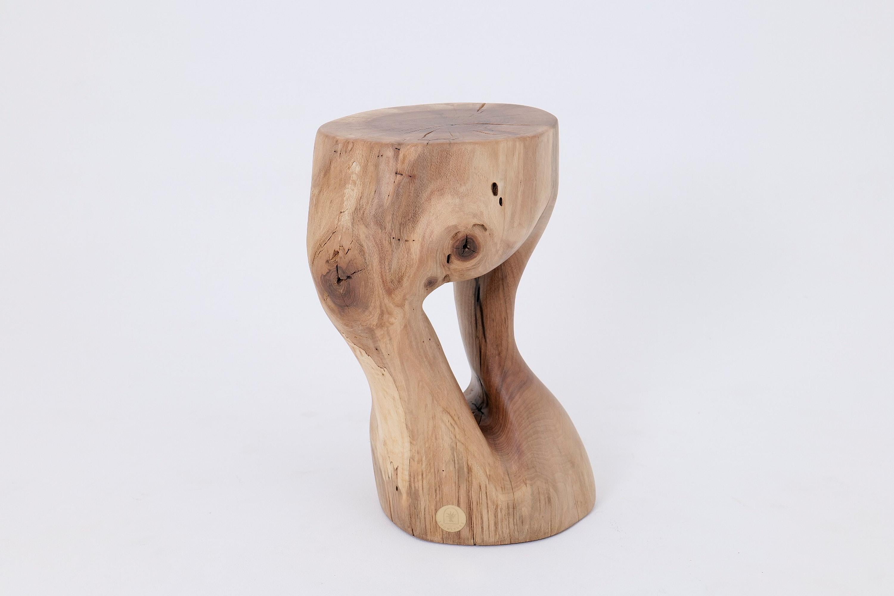 Organique Logniture, table d'appoint sculpturale en bois massif de noyer, design contemporain original en vente