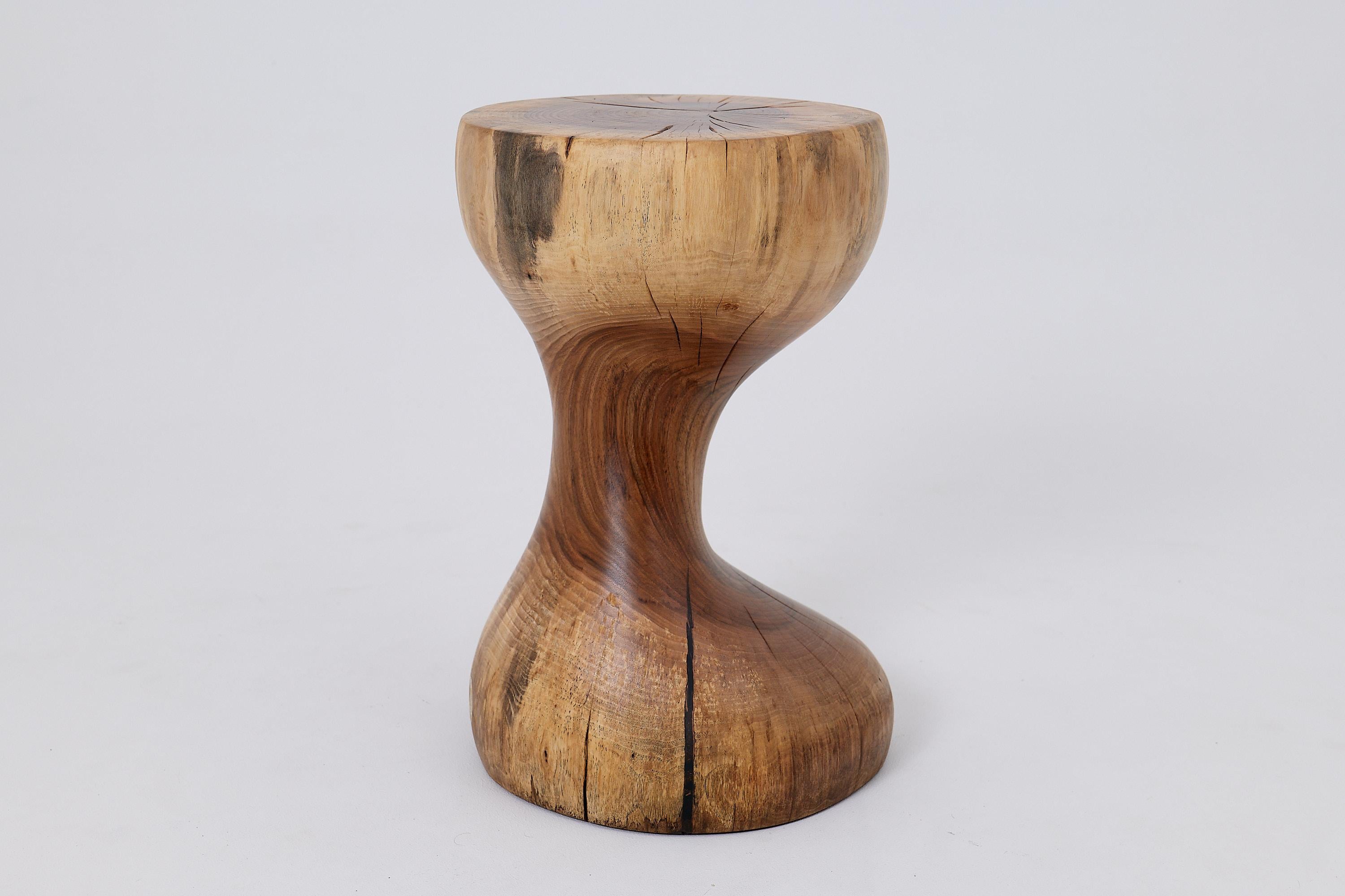 Croatian Logniture, Walnut Solid Wood Sculptural Side Table, Original Contemporary Design For Sale