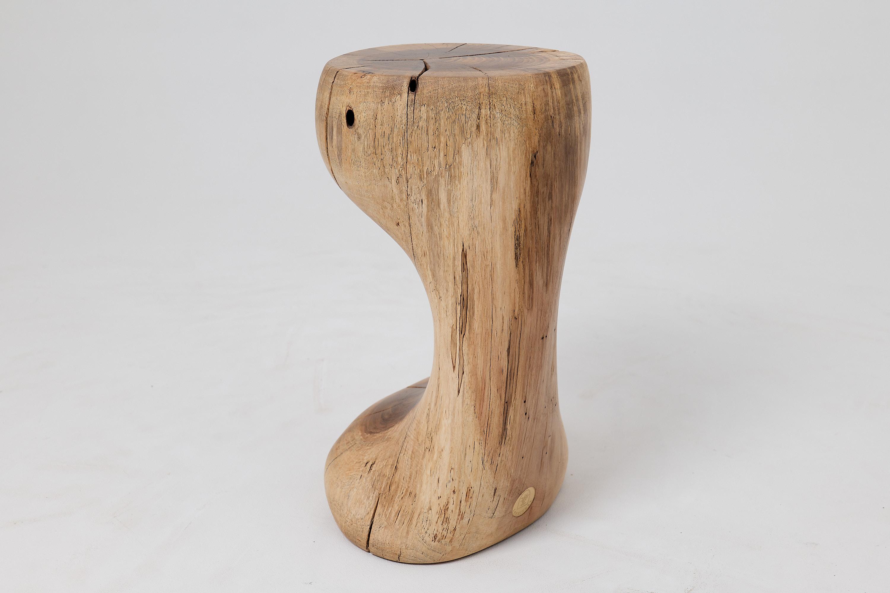 Croato Logniture, Walnut Solid Wood Sculptural Side Table, Original Contemporary Design in vendita