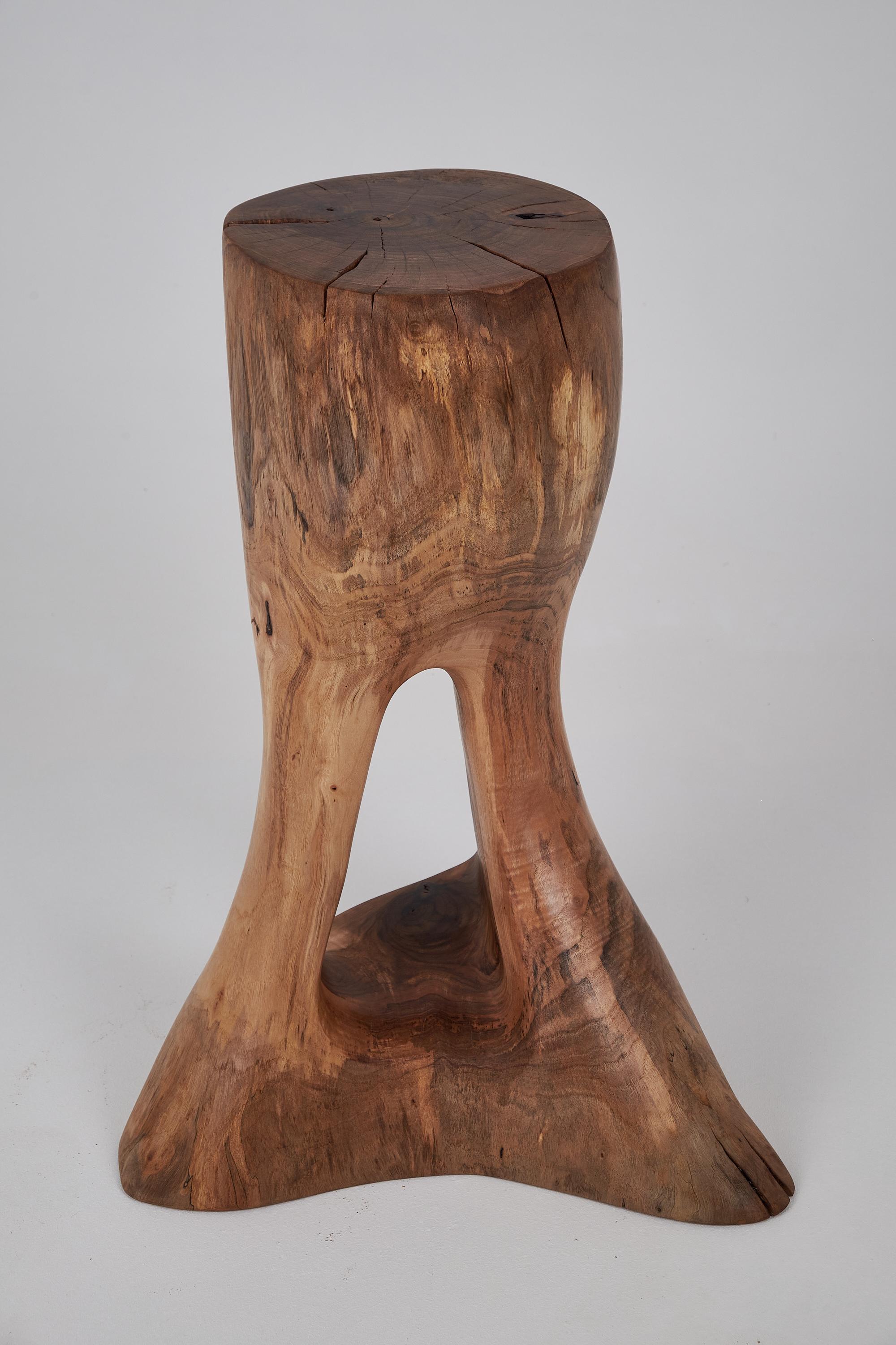 Logniture, Skulpturaler Beistelltisch aus massivem Walnussholz, Original Contemporary Design (Geschnitzt) im Angebot