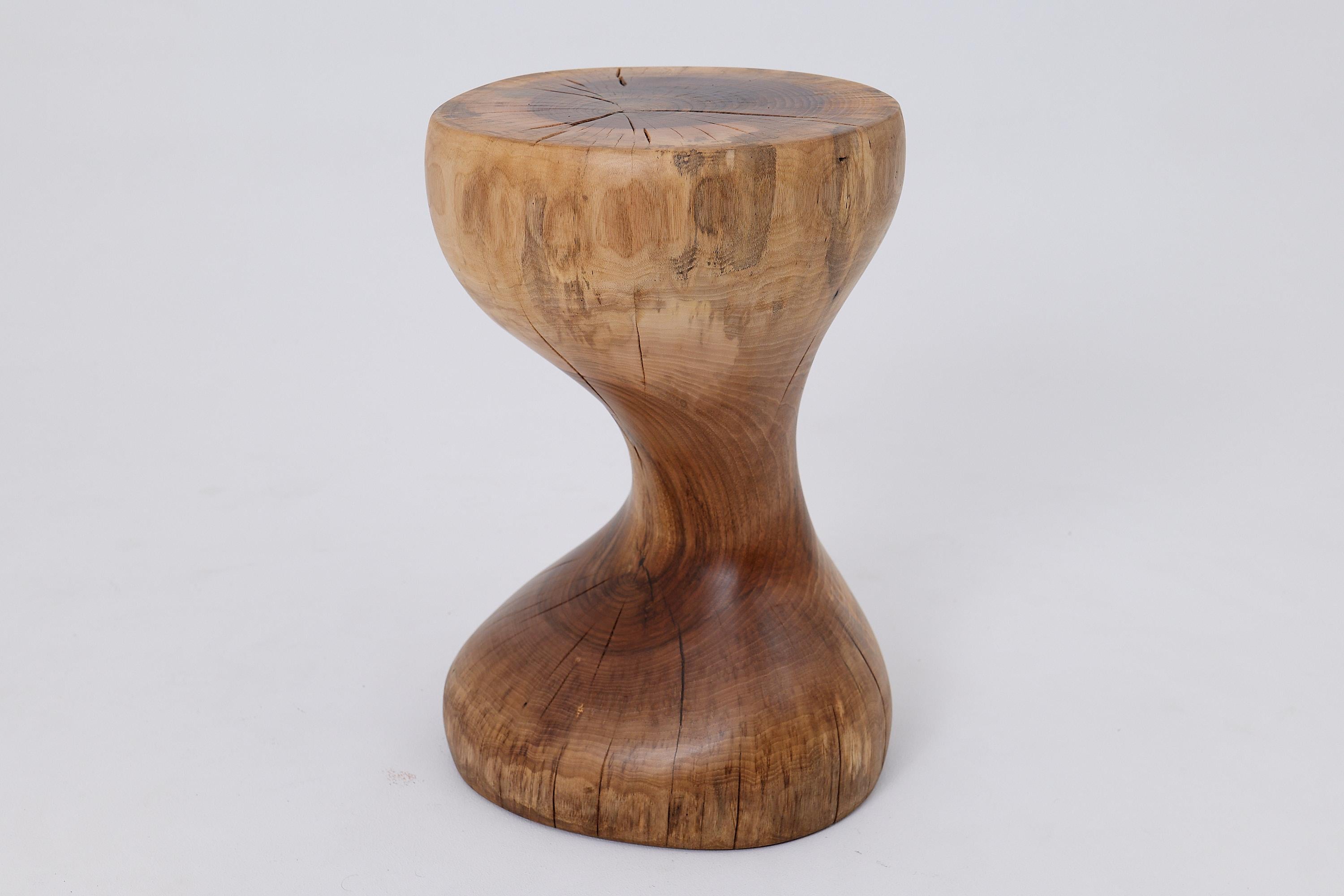 Logniture, Walnut Solid Wood Sculptural Side Table, Original Contemporary Design For Sale 2