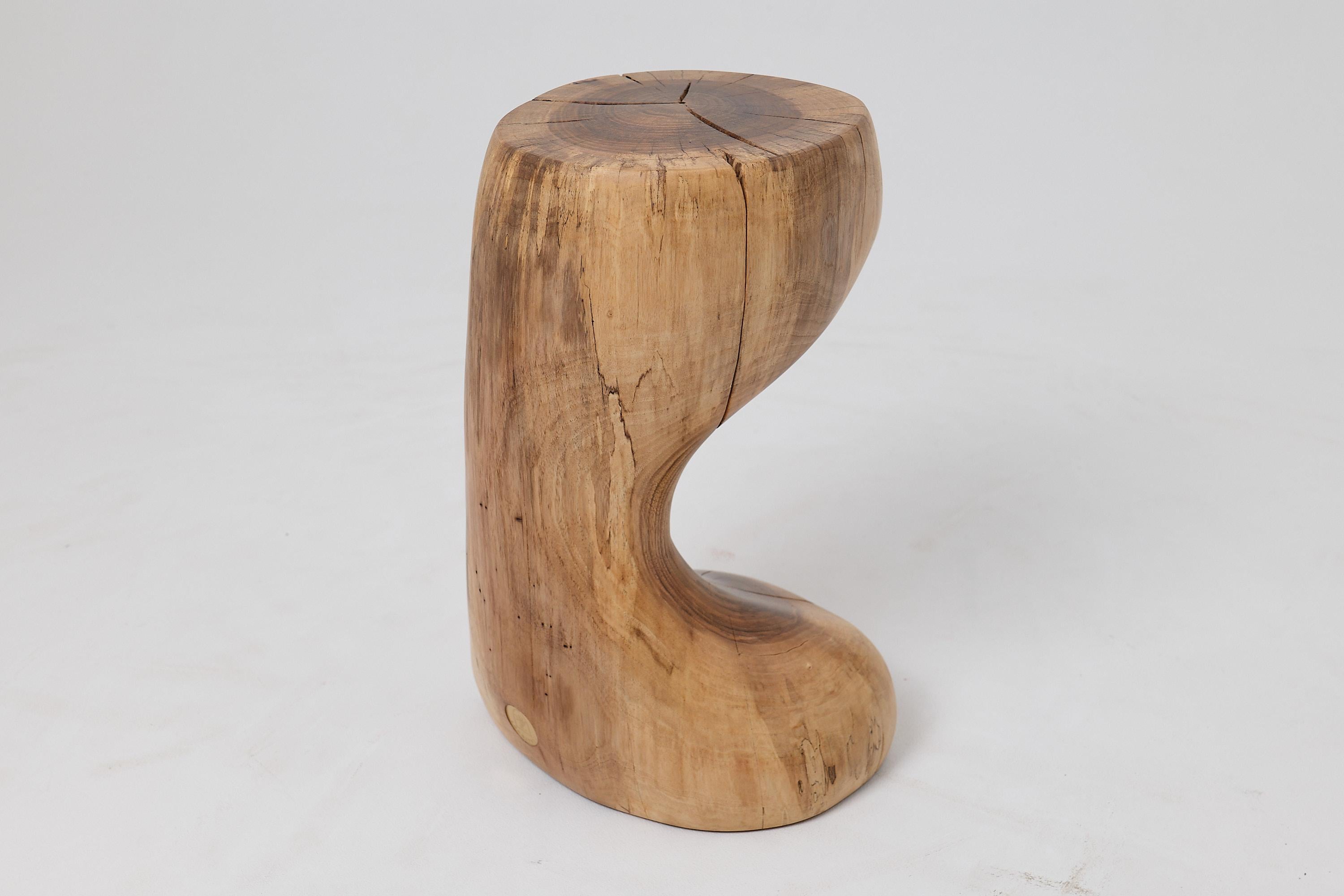 Legno Logniture, Walnut Solid Wood Sculptural Side Table, Original Contemporary Design in vendita