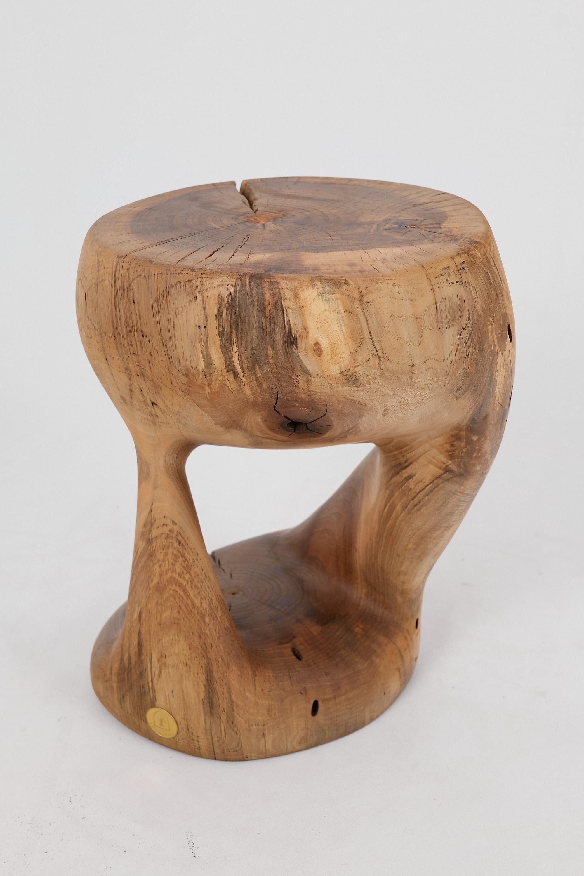 Logniture, Mesa Auxiliar Escultórica de Madera Maciza de Nogal, Original Diseño Contemporáneo 2