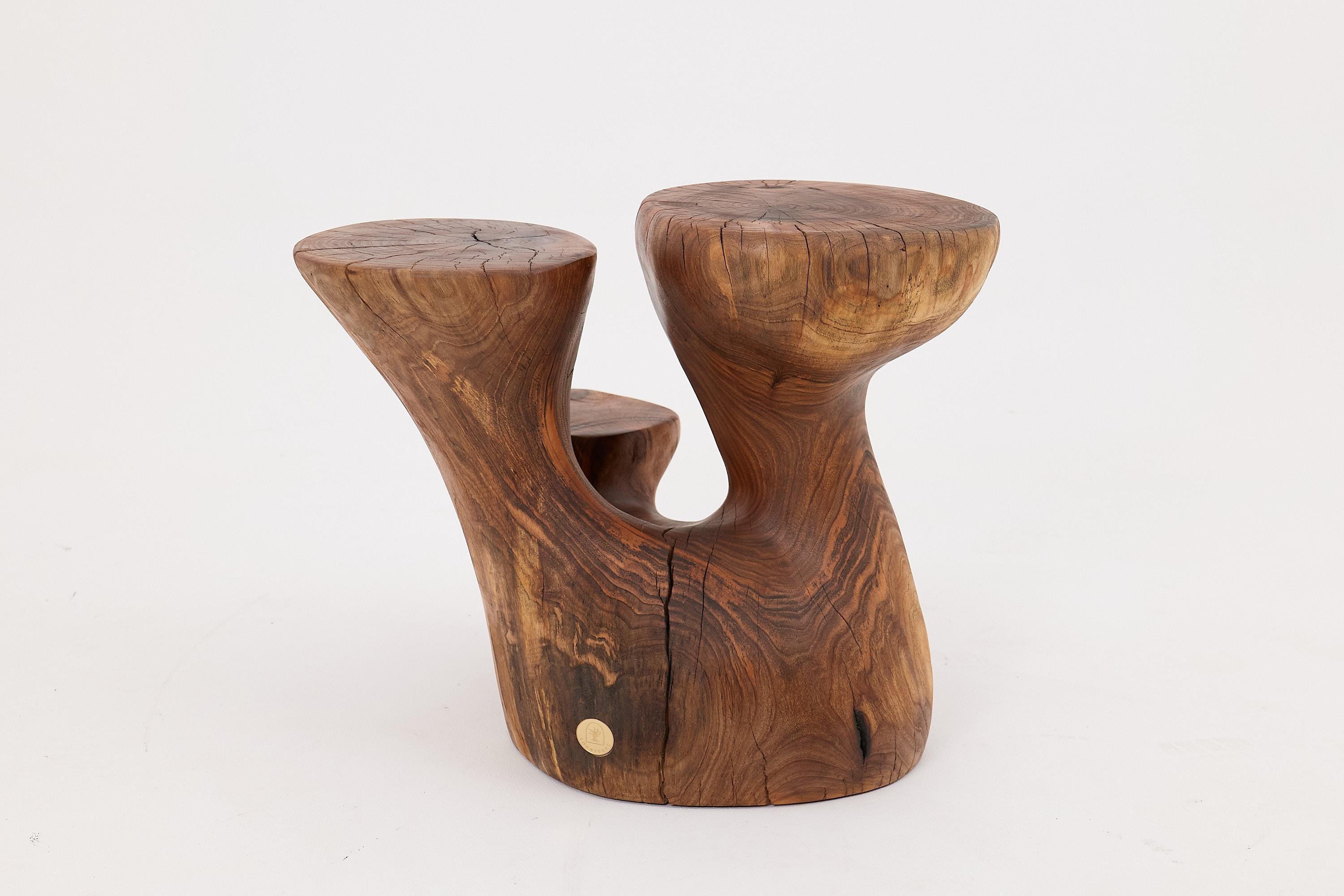 Logniture, table d'appoint sculpturale en bois massif de noyer, design contemporain original en vente 1