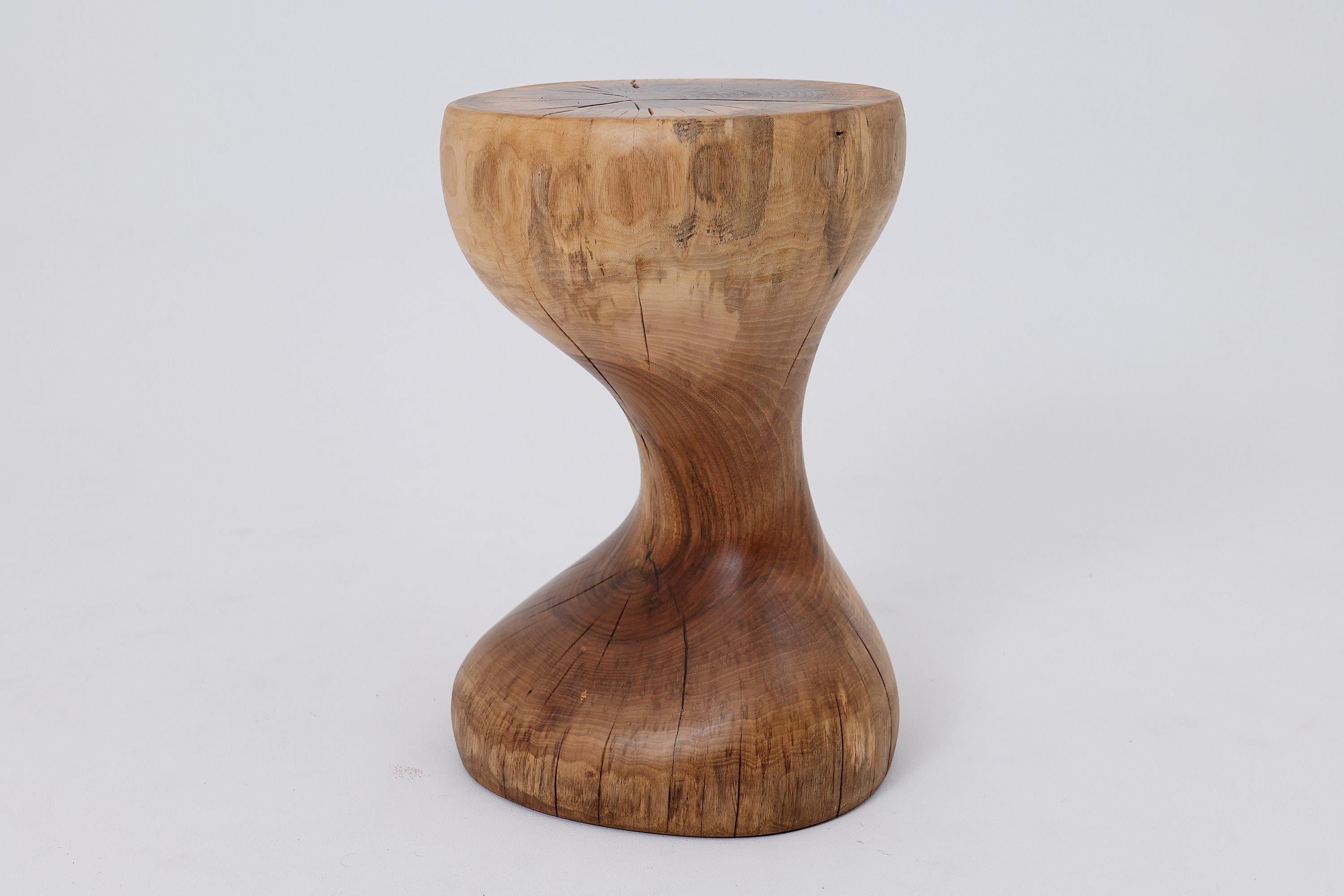 Logniture, Walnut Solid Wood Sculptural Side Table, Original Contemporary Design For Sale 3