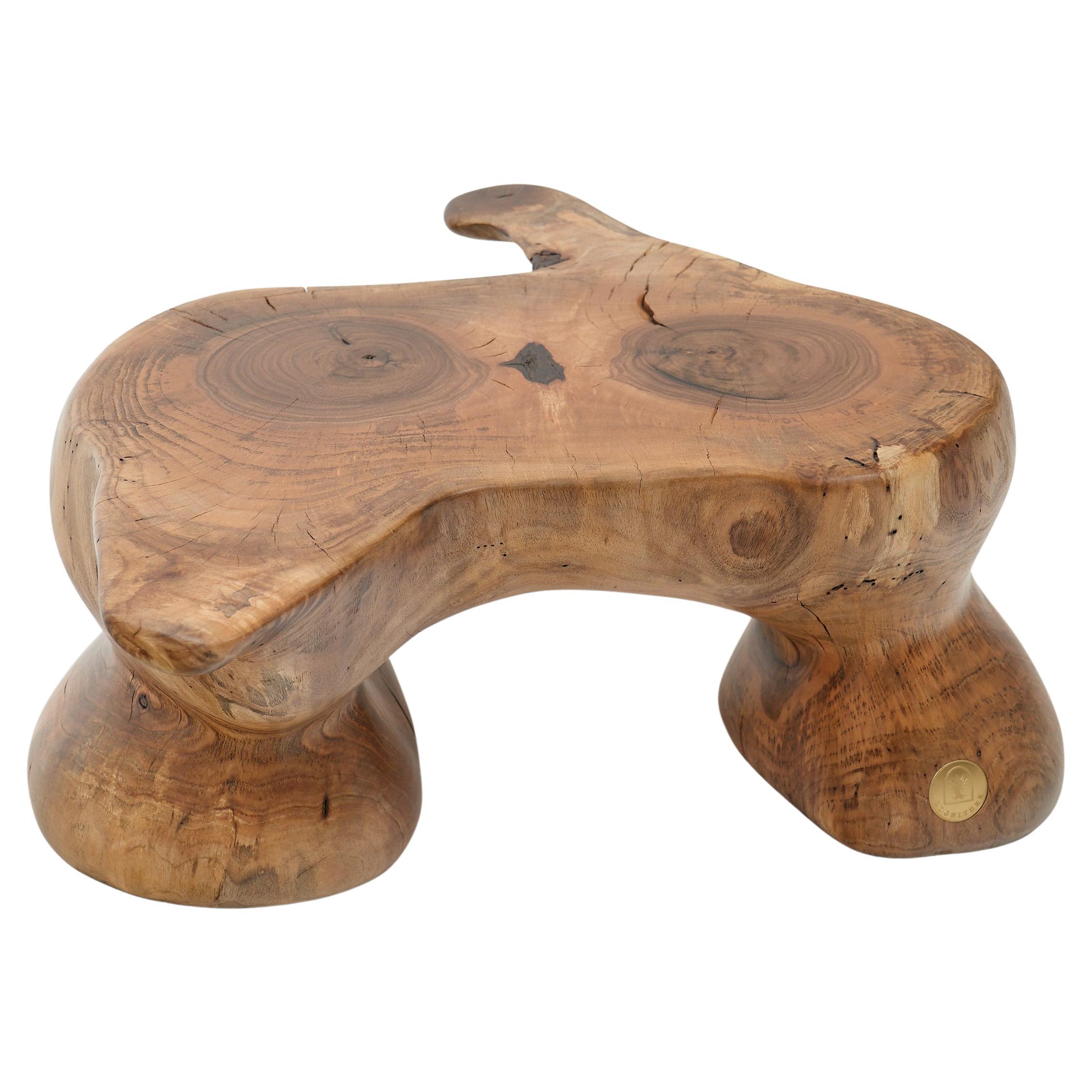Logniture, Skulpturaler Beistelltisch aus massivem Walnussholz, Original Contemporary Design
